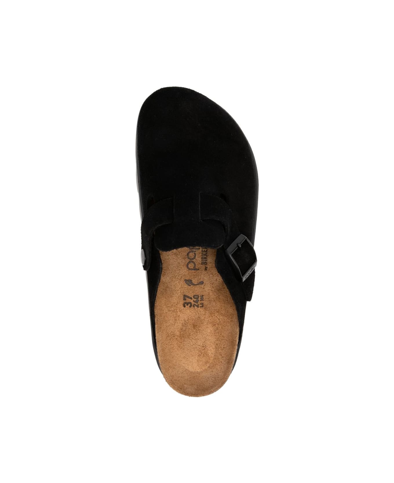 Birkenstock Boston Chunky Suede Leather Slippers - Black