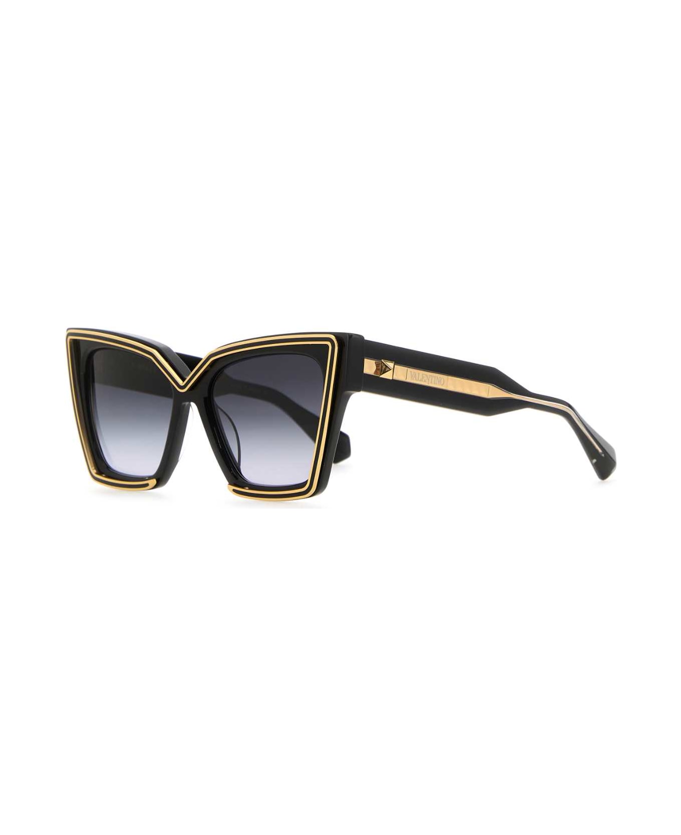 Valentino Garavani Black Acetate V-grace Sunglasses - BLKGLD サングラス