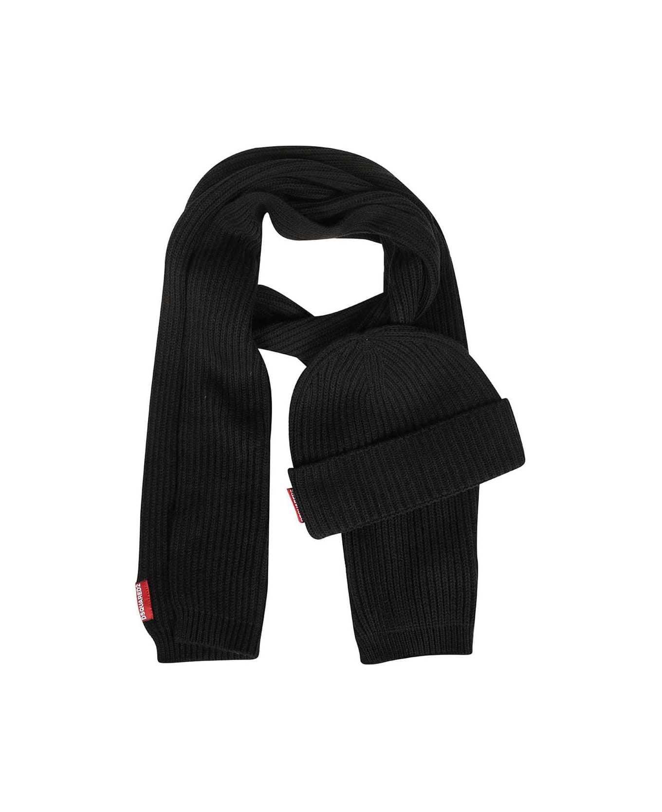 Dsquared2 Hat And Scarf Set - black