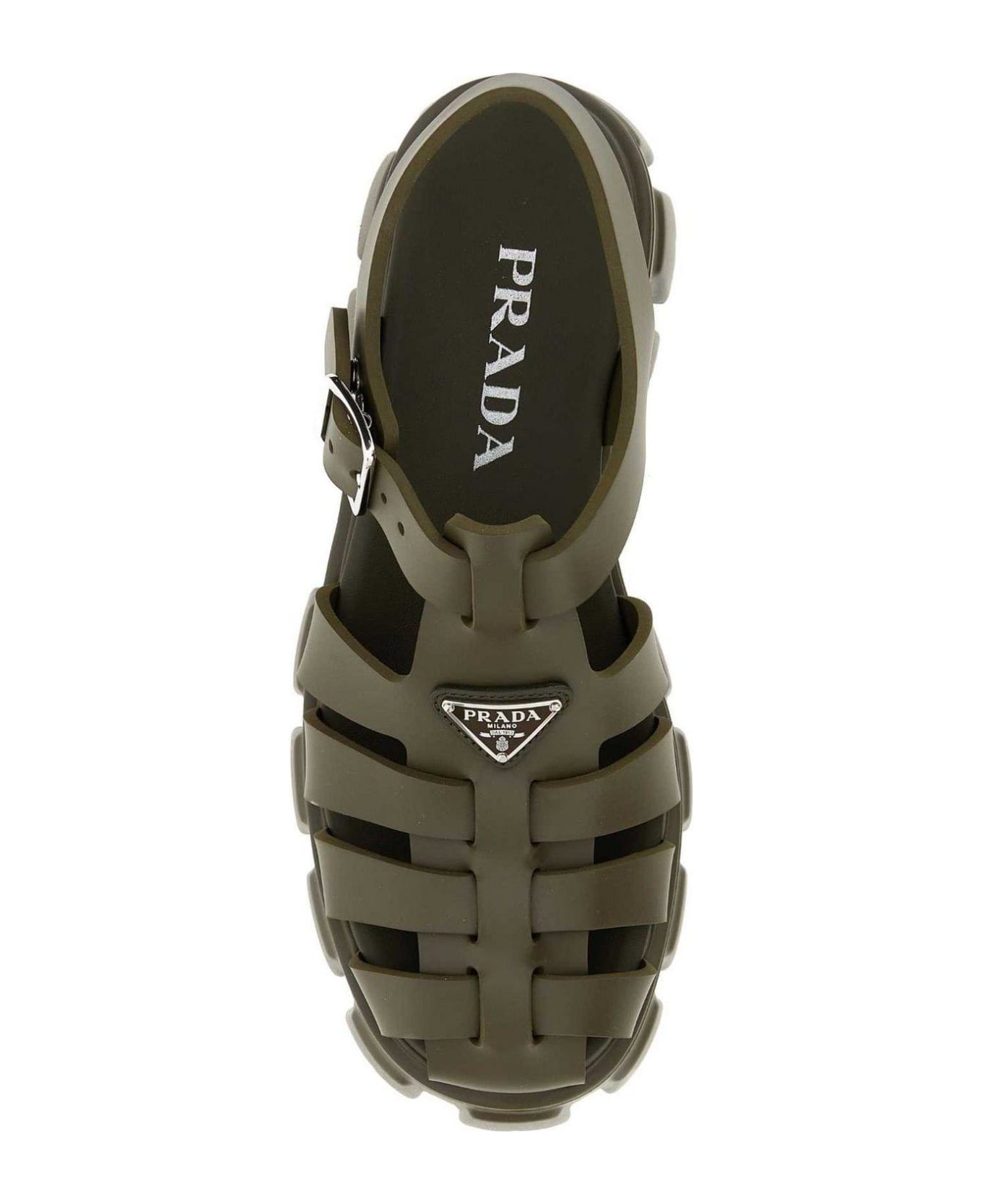 Prada Foam Triangle-logo Ankle Strapped Sandals