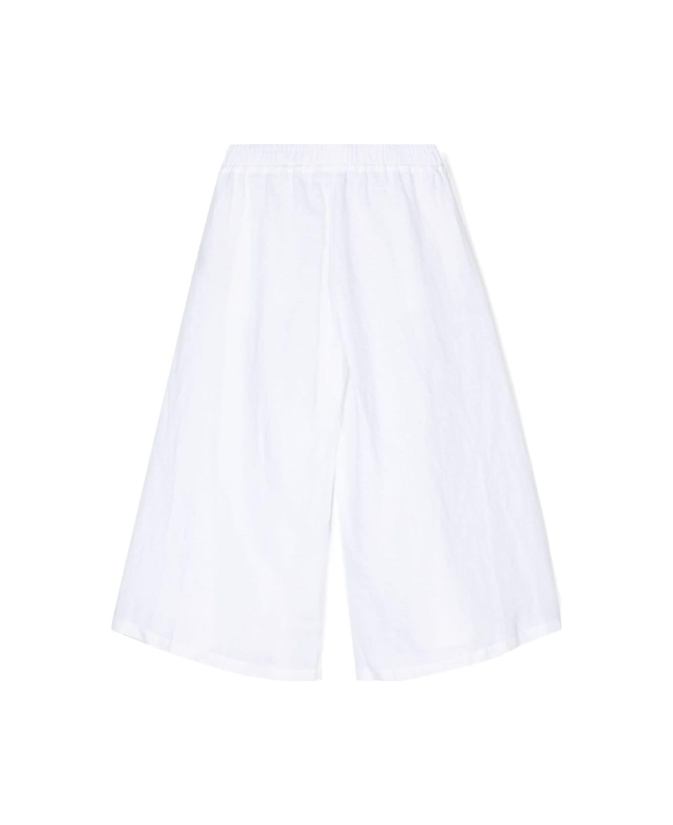 Aspesi White Pants With Elastic Waistband In Linen Girl - White ボトムス