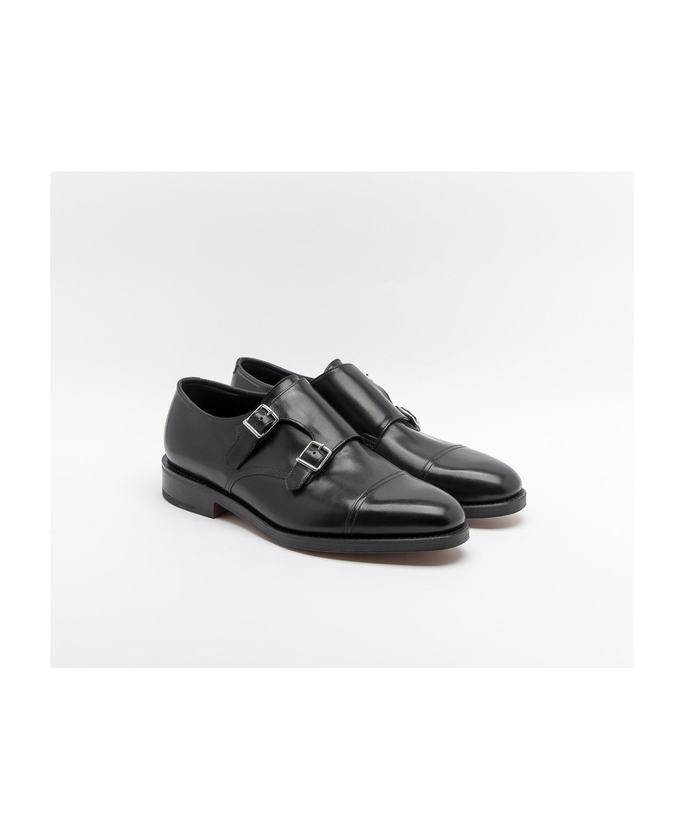 John Lobb Black Calf Monk Strap Shoe - Nero