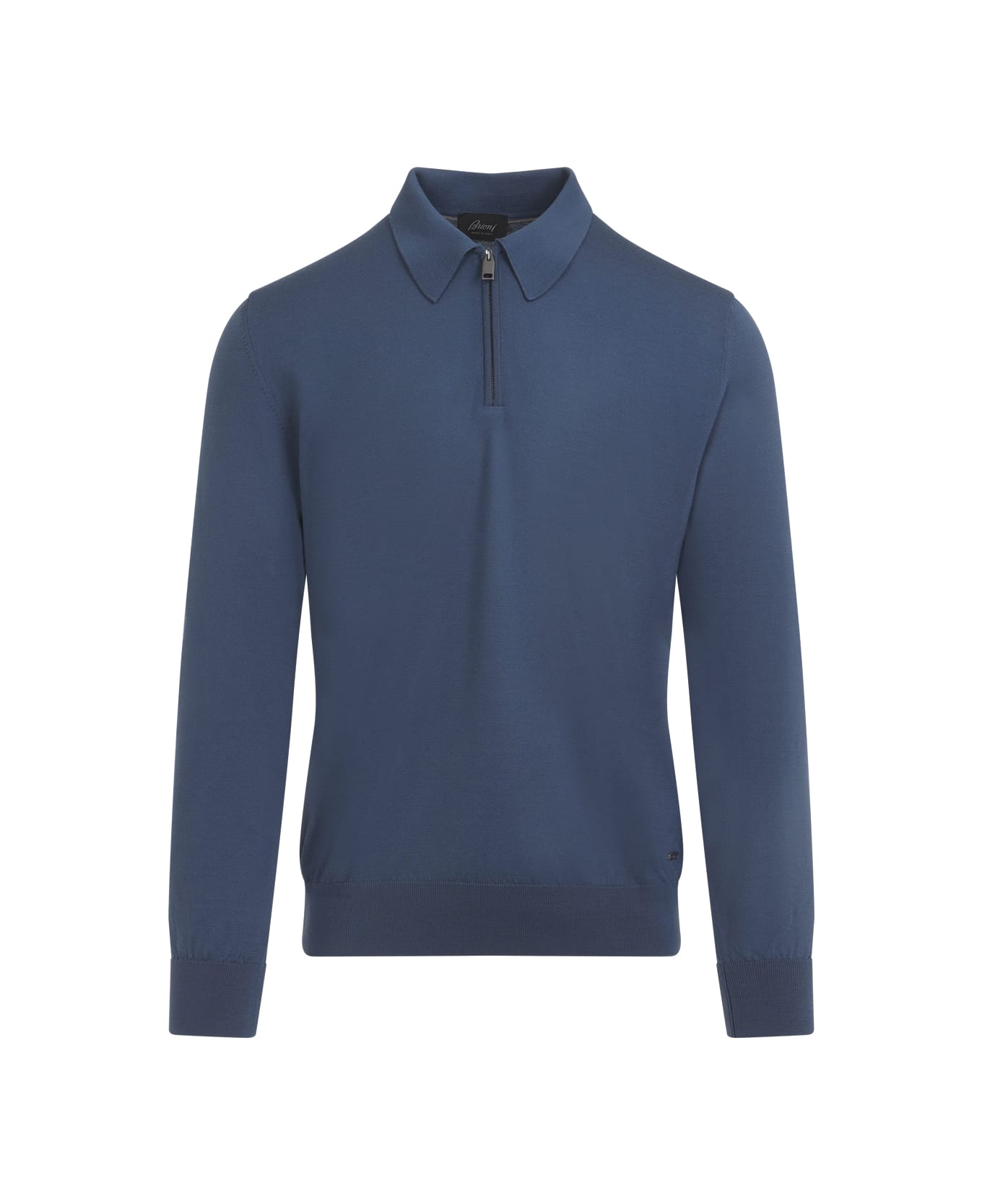 Brioni Long Sleeves Zip Polo - Nile