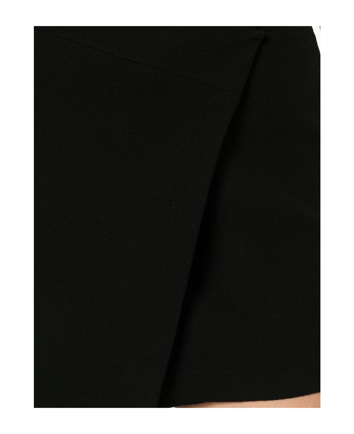 Patou Black Double Wool Crepe Skirt - Black