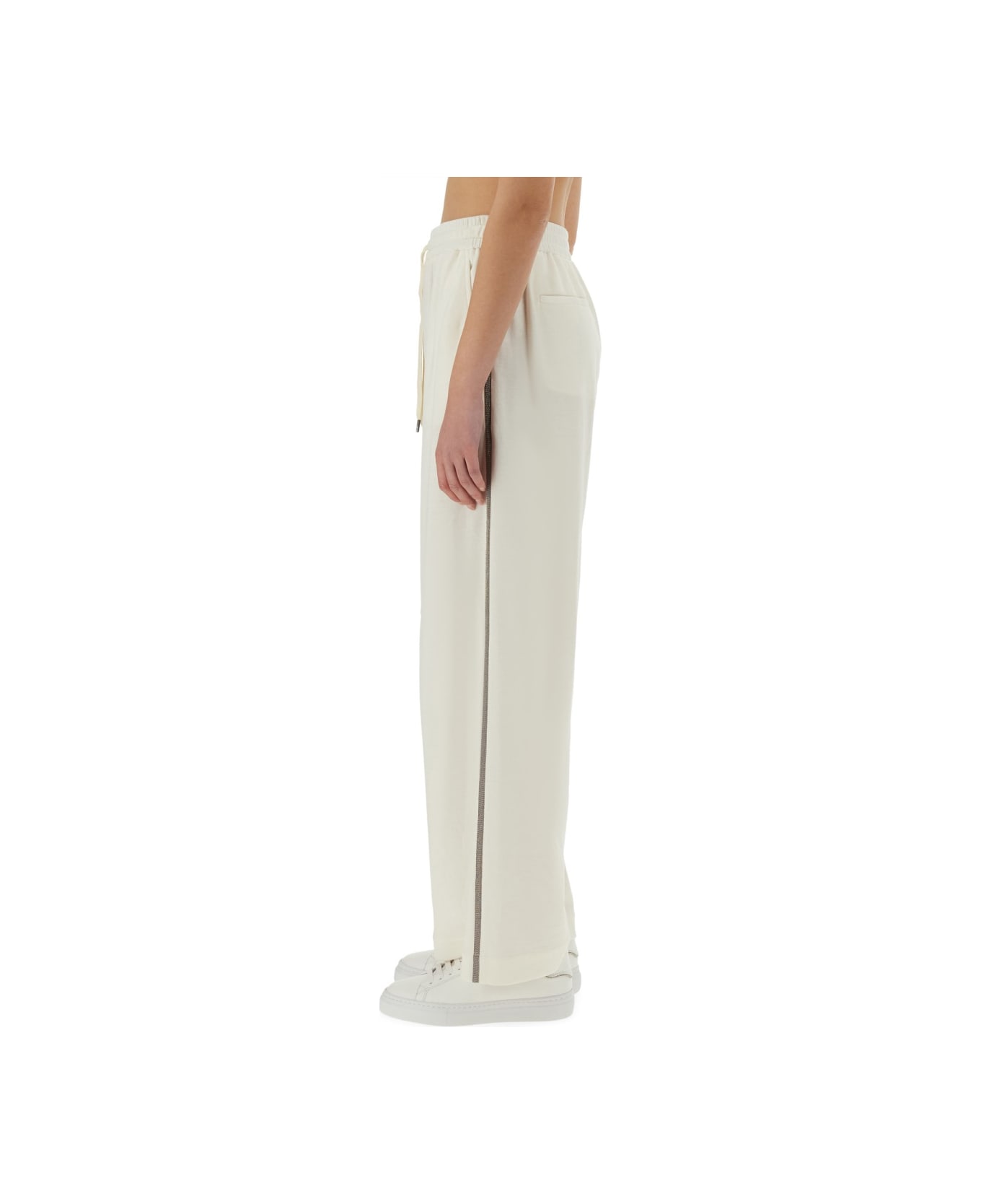 Brunello Cucinelli Track Pants With Necklace - IVORY
