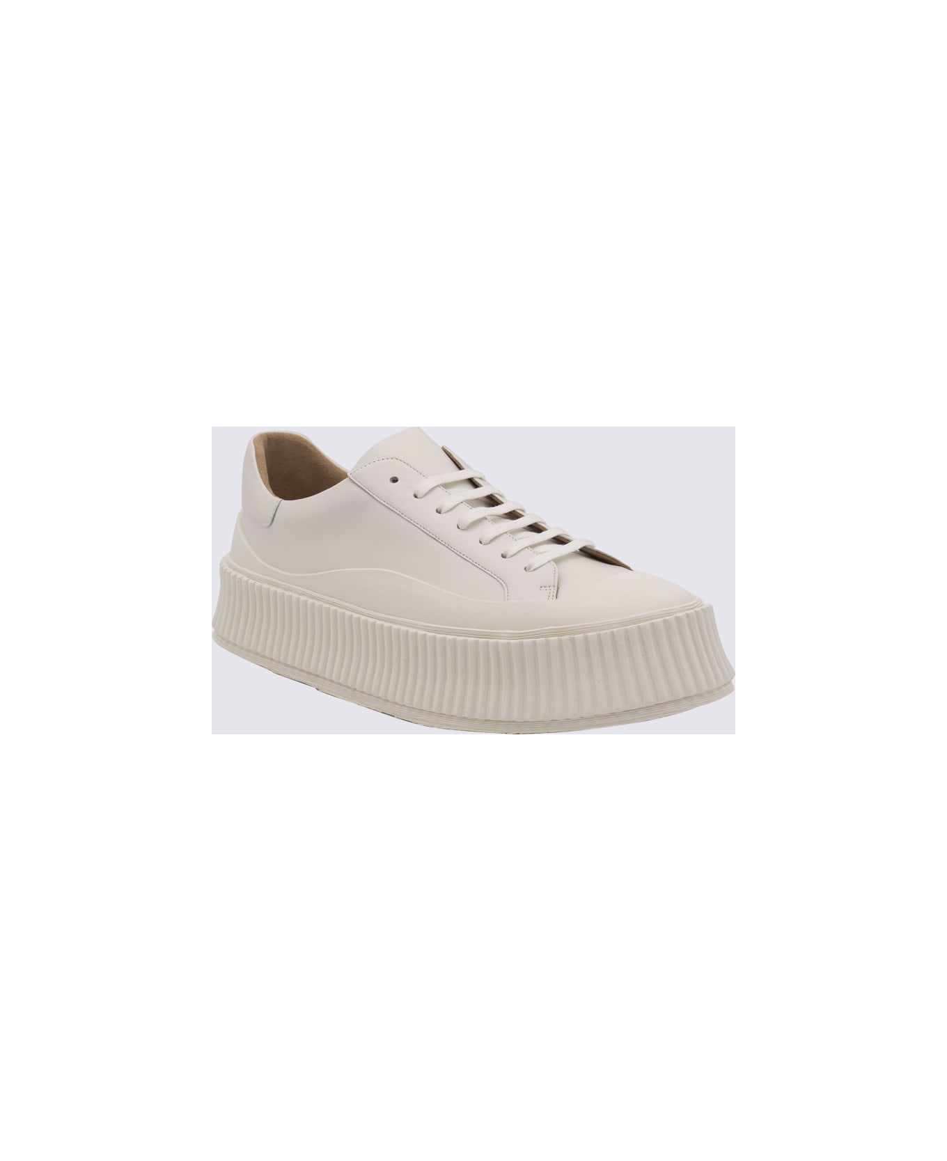 Jil Sander White Leather Sneakers - Beige
