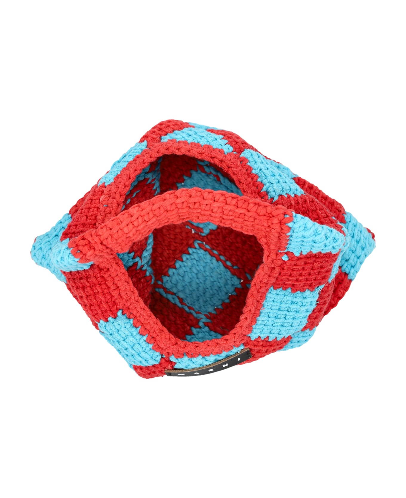 Marni tailored Diamond Crochet Bag - BLUE/RED