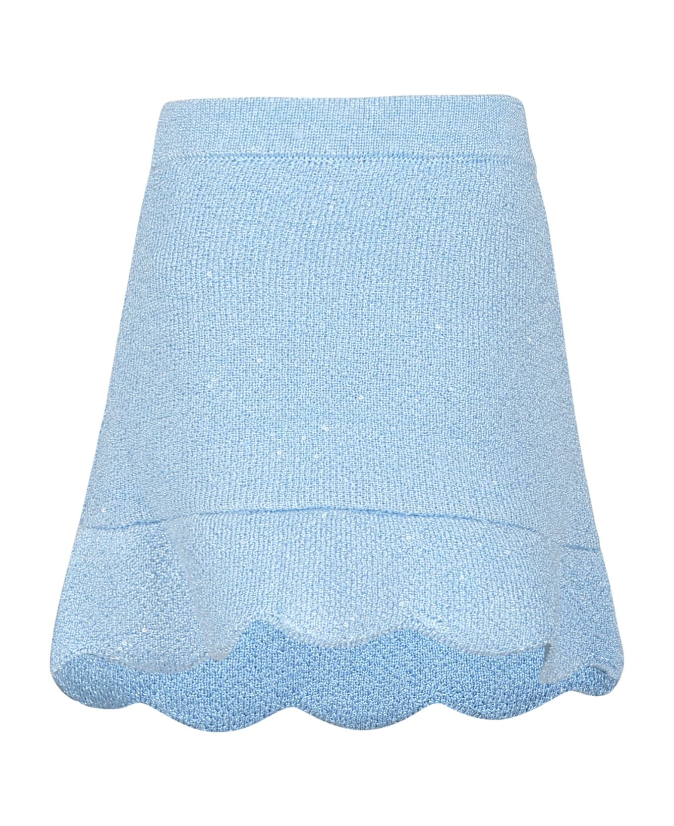 self-portrait Elegant Sky Blue Knit Skirt For Girl With Sequins - Light Blue ボトムス