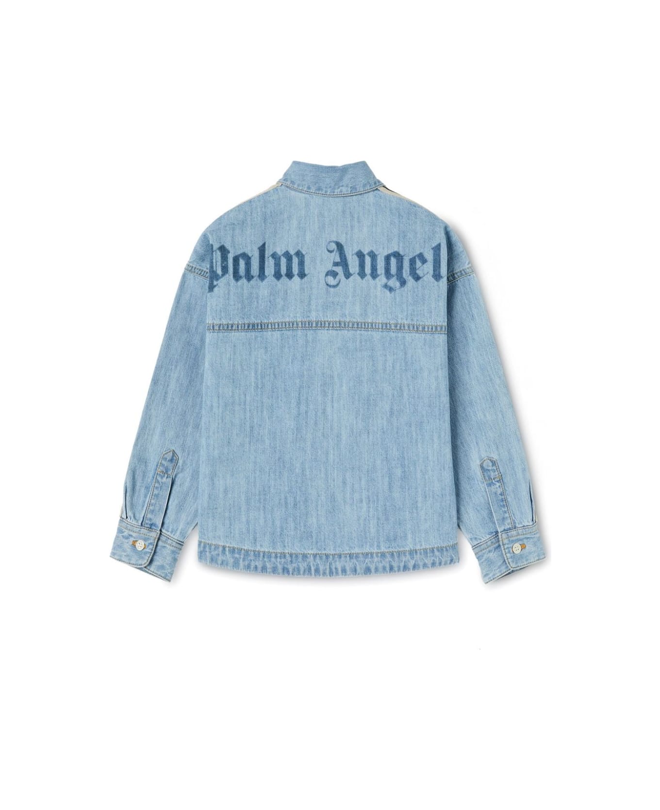 Palm Angels Overlo Track Chambray Osshirt - Blue Blue