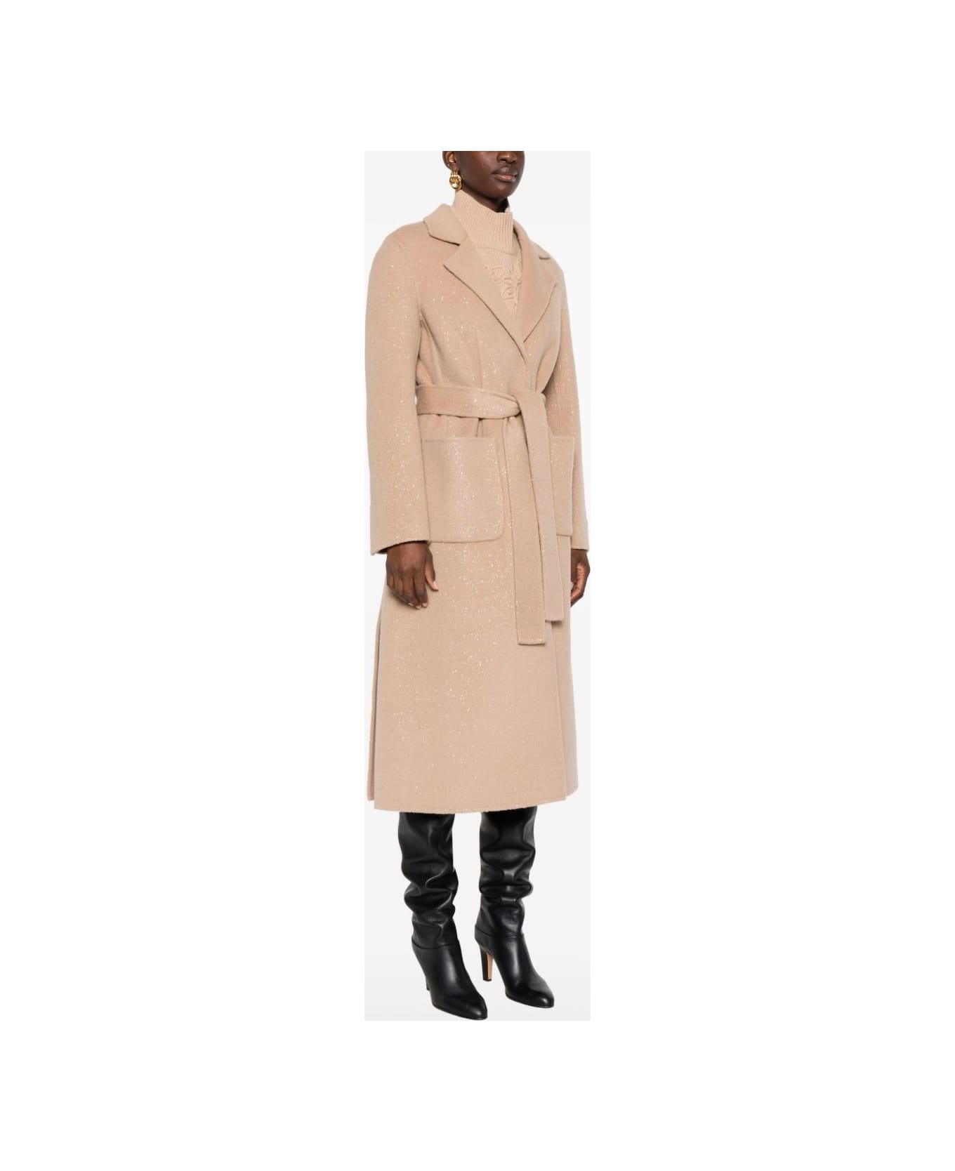 Ermanno Firenze Belted Long Coat - Dove Grey