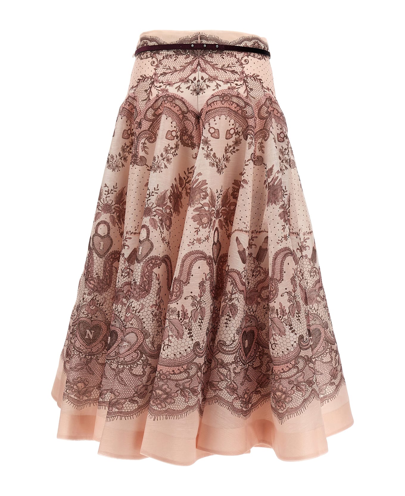 Zimmermann Printed Linen Blend Crush Skirt - PINKLACEPRINT