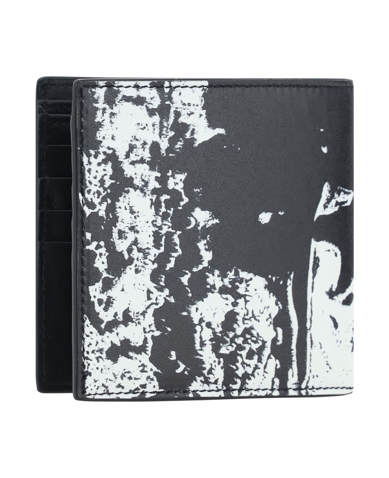 Alexander McQueen Graffiti Logo Bi-fold Wallet - Black/white 財布