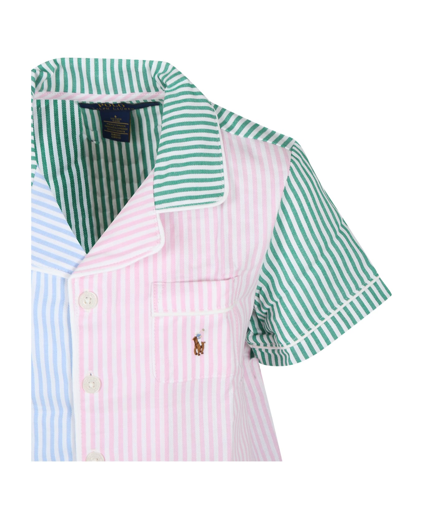 Ralph Lauren Multicolor Cotton Pajamas For Girl With Pony - Multicolor アンダーウェア
