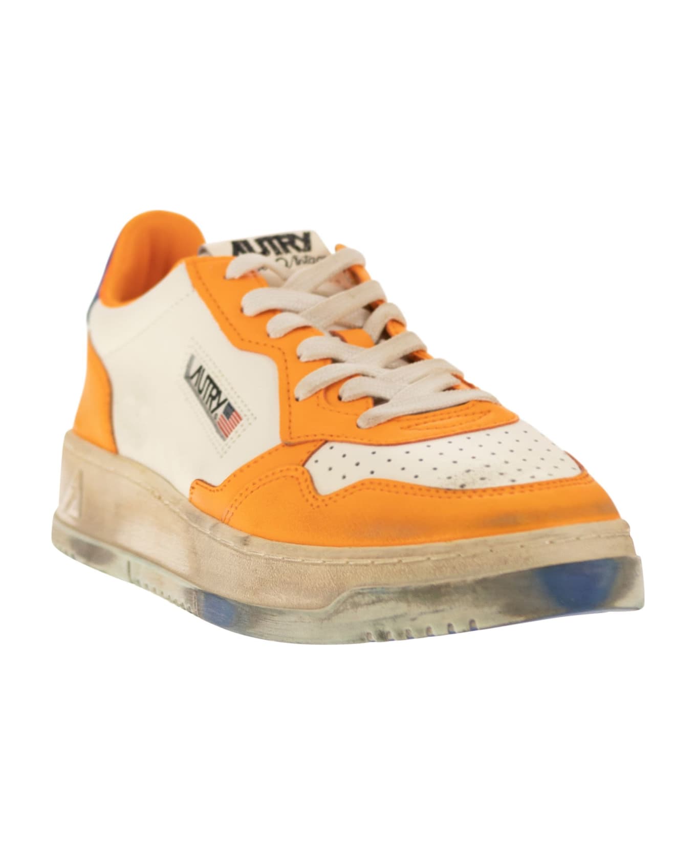 Autry Super Vintage Color-block Sneakers - White/yellow