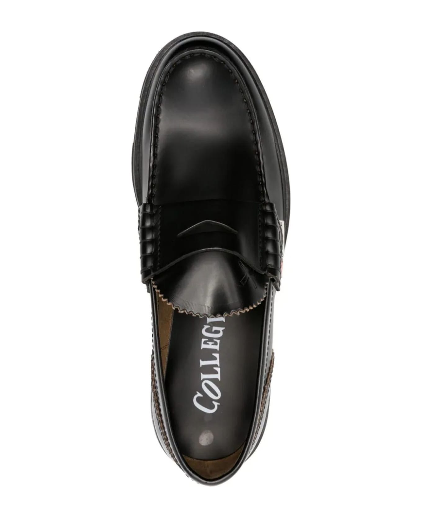 College Black Calf Leather Loafers - Nero
