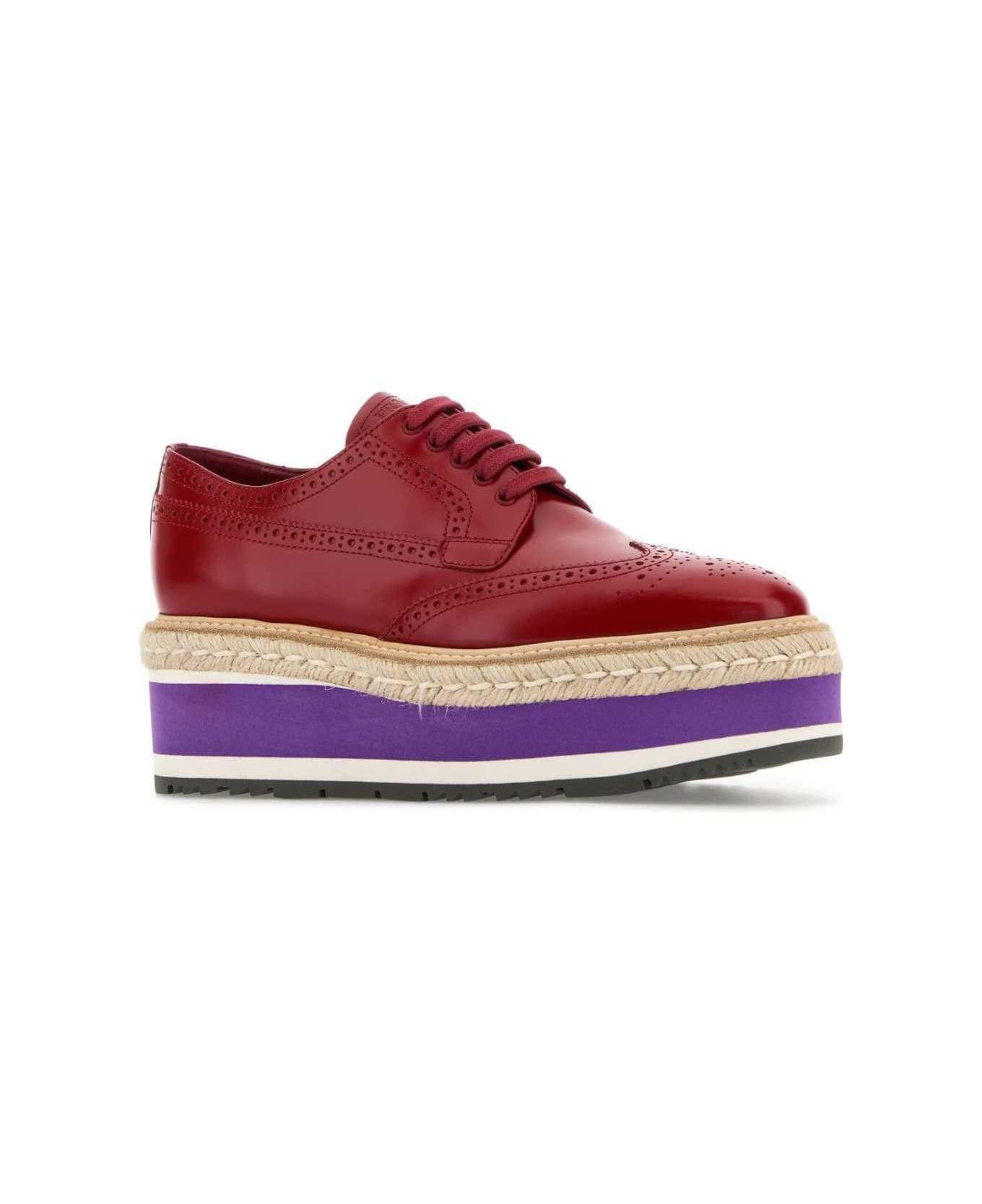 Prada Red Leather Lace-up Shoes - SCARLATTO