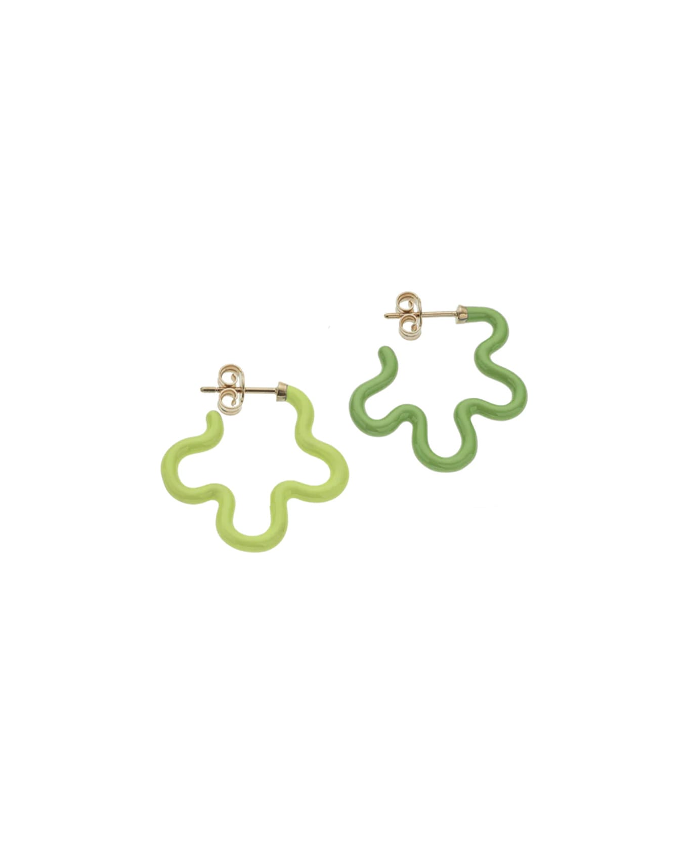 Bea Bongiasca 2 Tone Asymmetrical Flower Power Earrings In Lime And Green - Green イヤリング