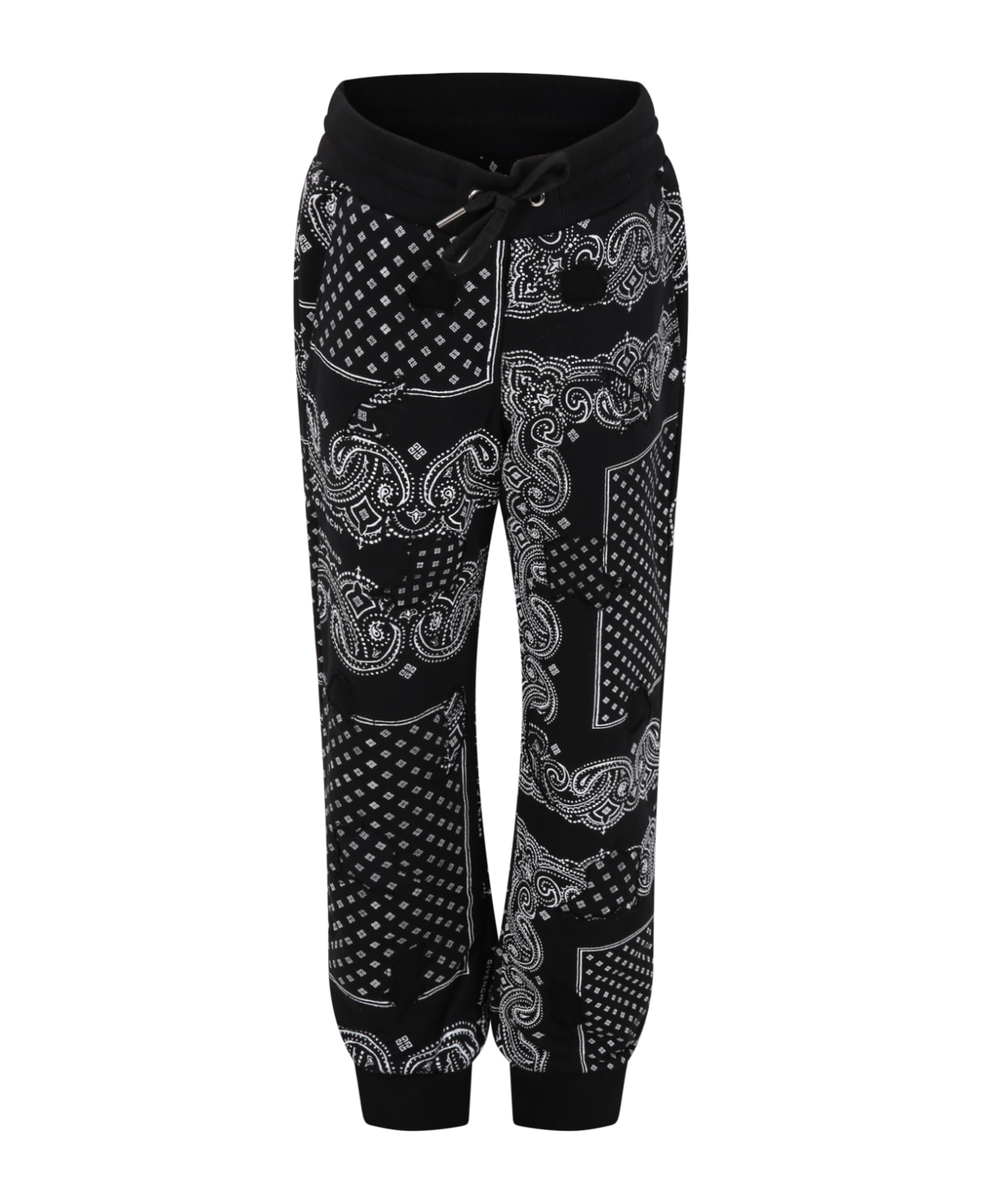 Givenchy Black Sweatpants For Boy With Bandana Print - Black