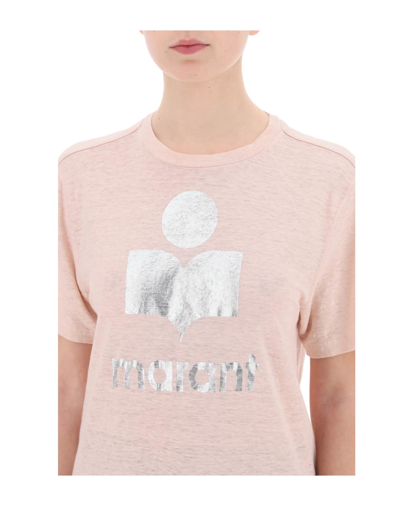 Marant Étoile Zewel T-shirt With Metallic Logo Print - Pink
