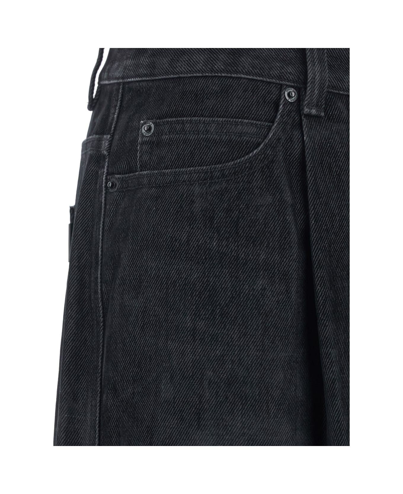 Juun.J Velvet-like Denim Wide Pants - Black
