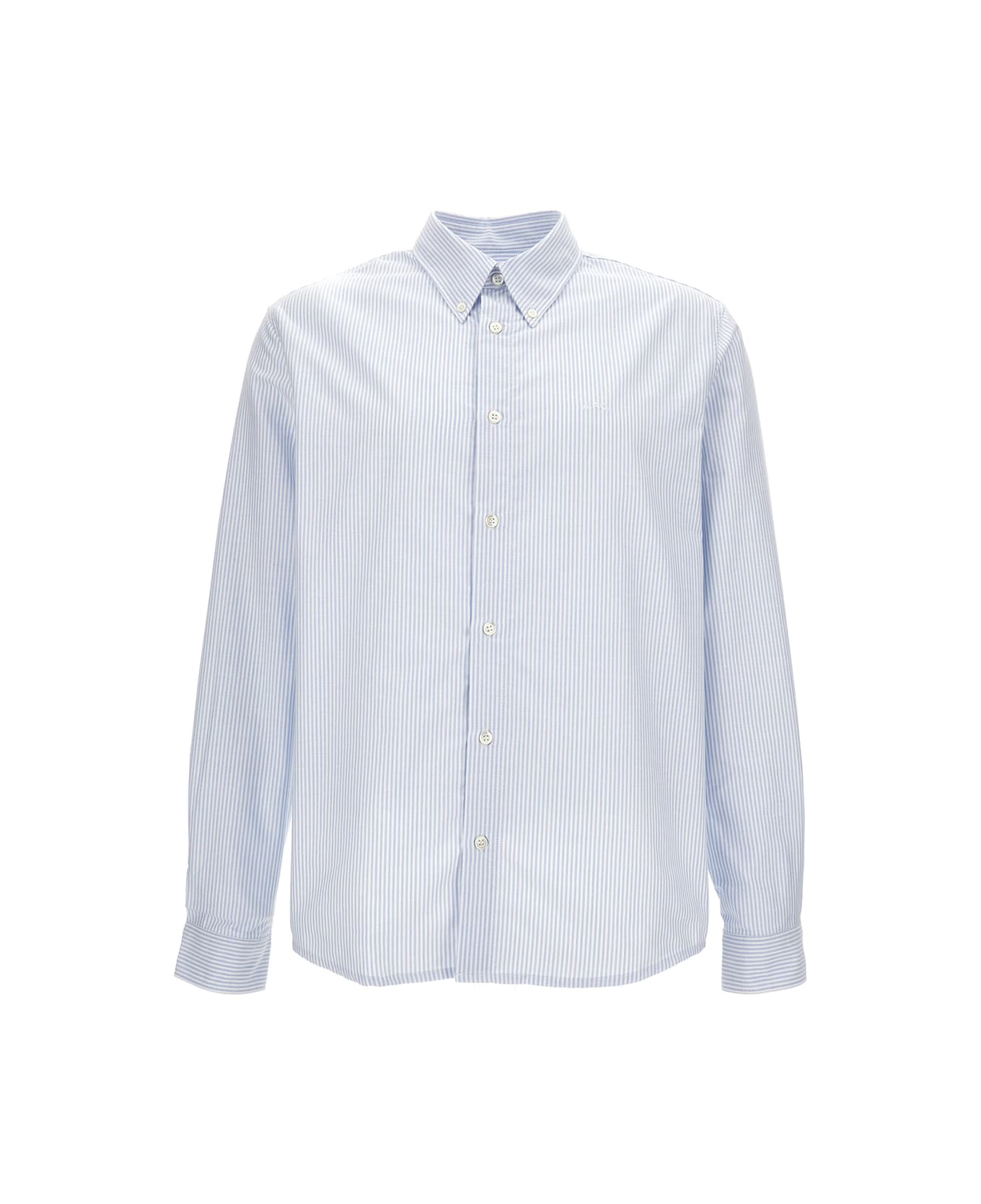 A.P.C. White Shirt With Blue Striped Pattern In Cotton Man - Bianco
