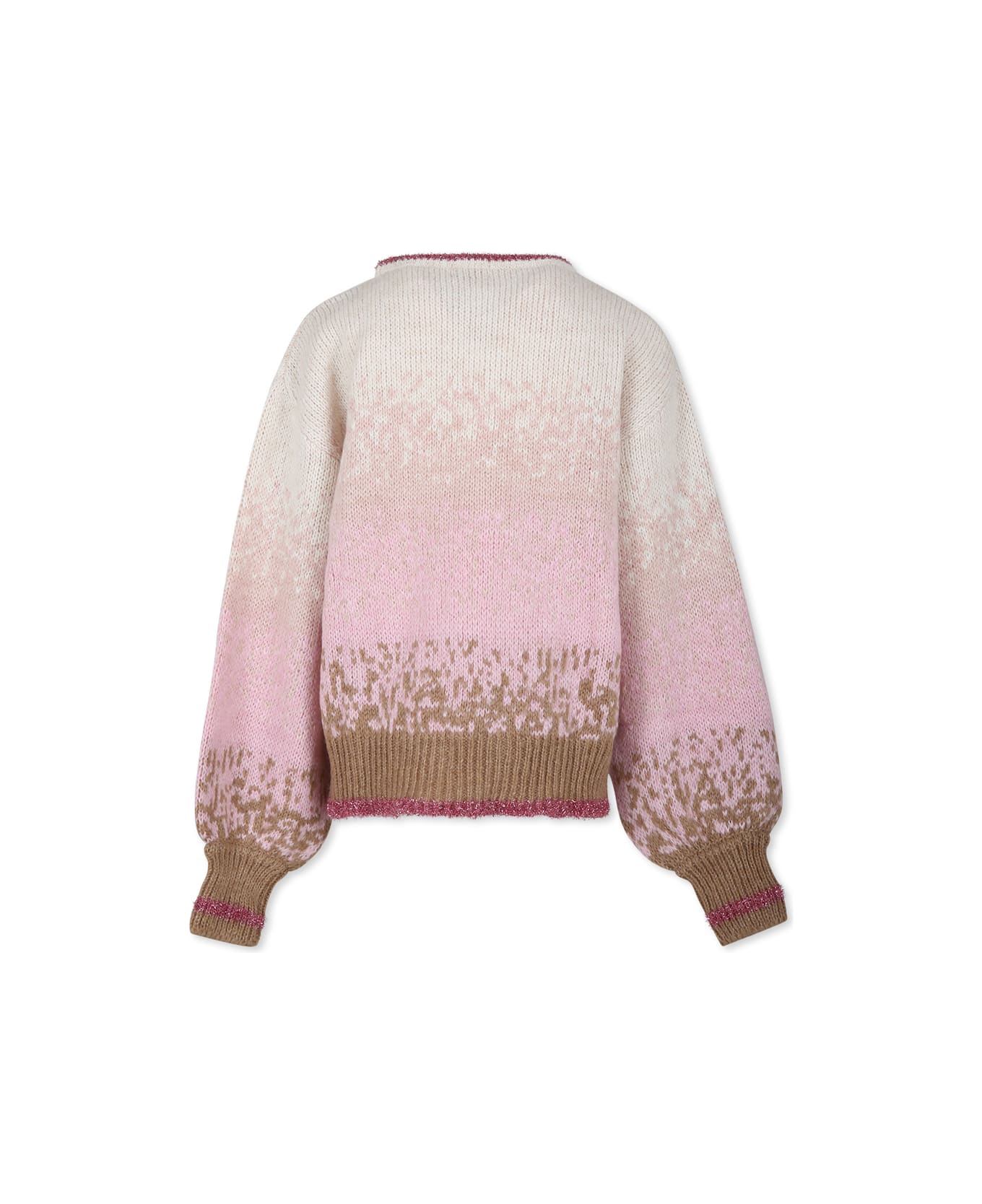 Pinko Pink Sweater For Girl With Logo - Multicolor