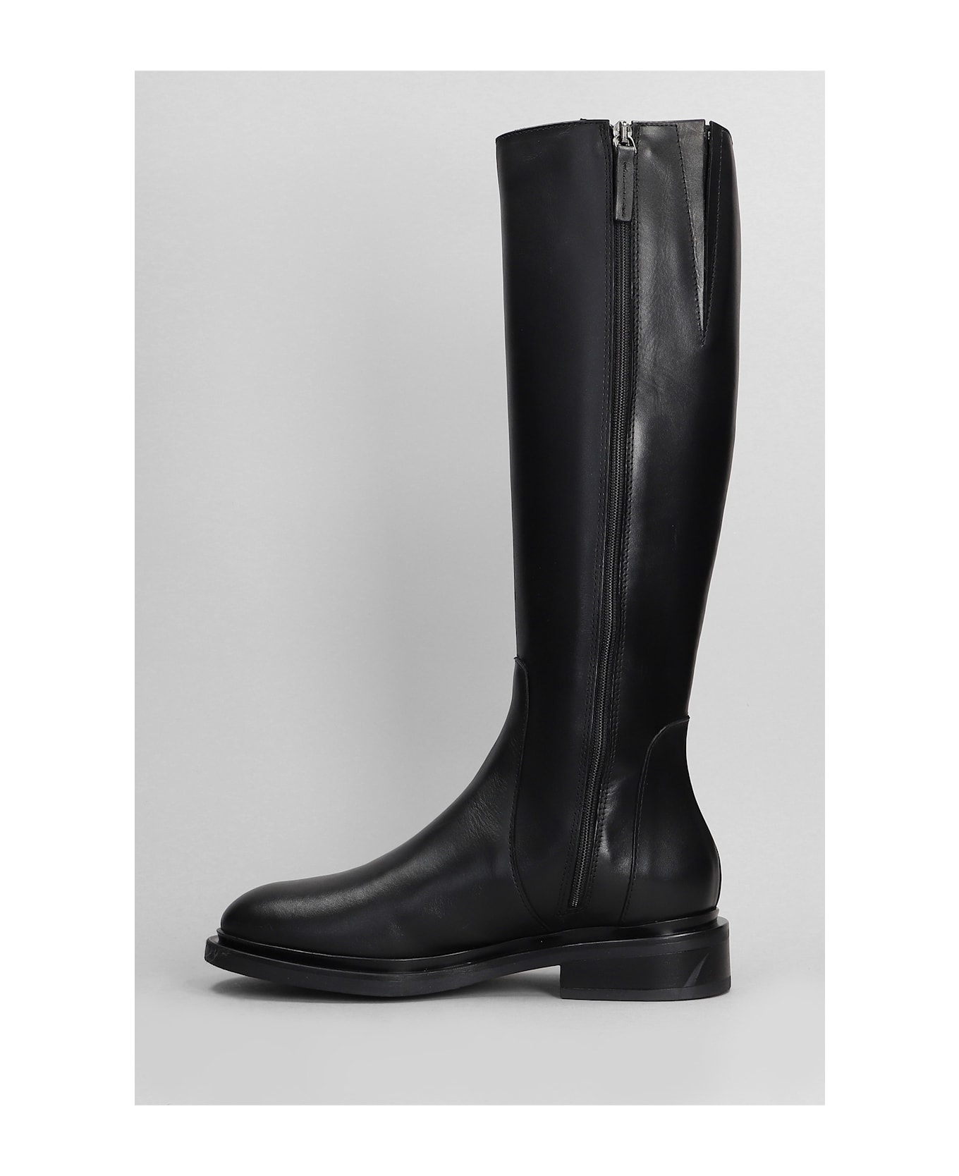 Julie Dee Low Heels Boots In Black Leather - black