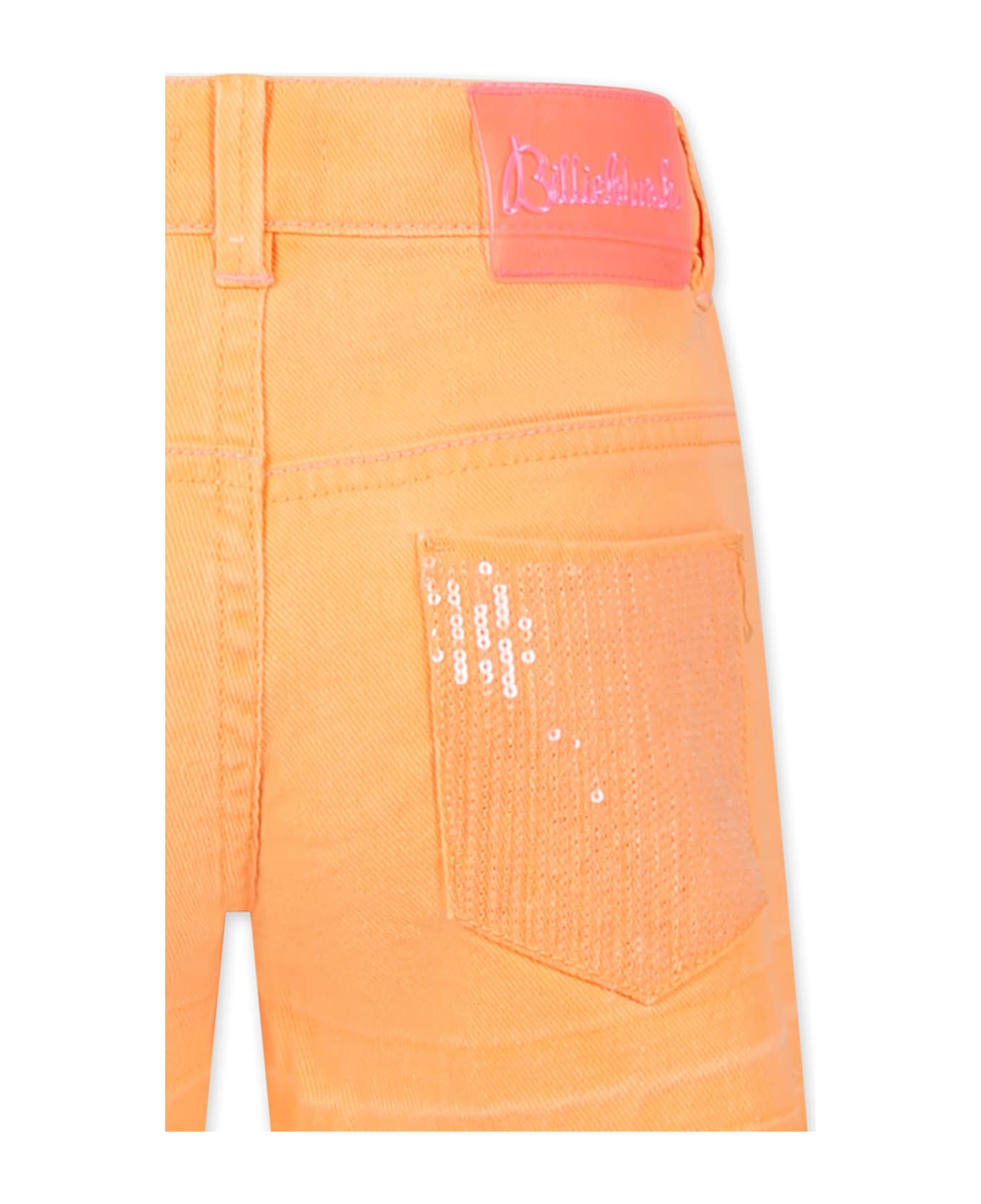 Billieblush Orange Shorts For Girl With Sequins - Orange
