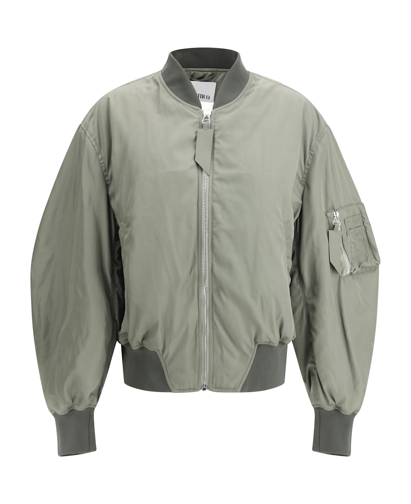 The Attico Nylon Bomber Jacket - Military Green