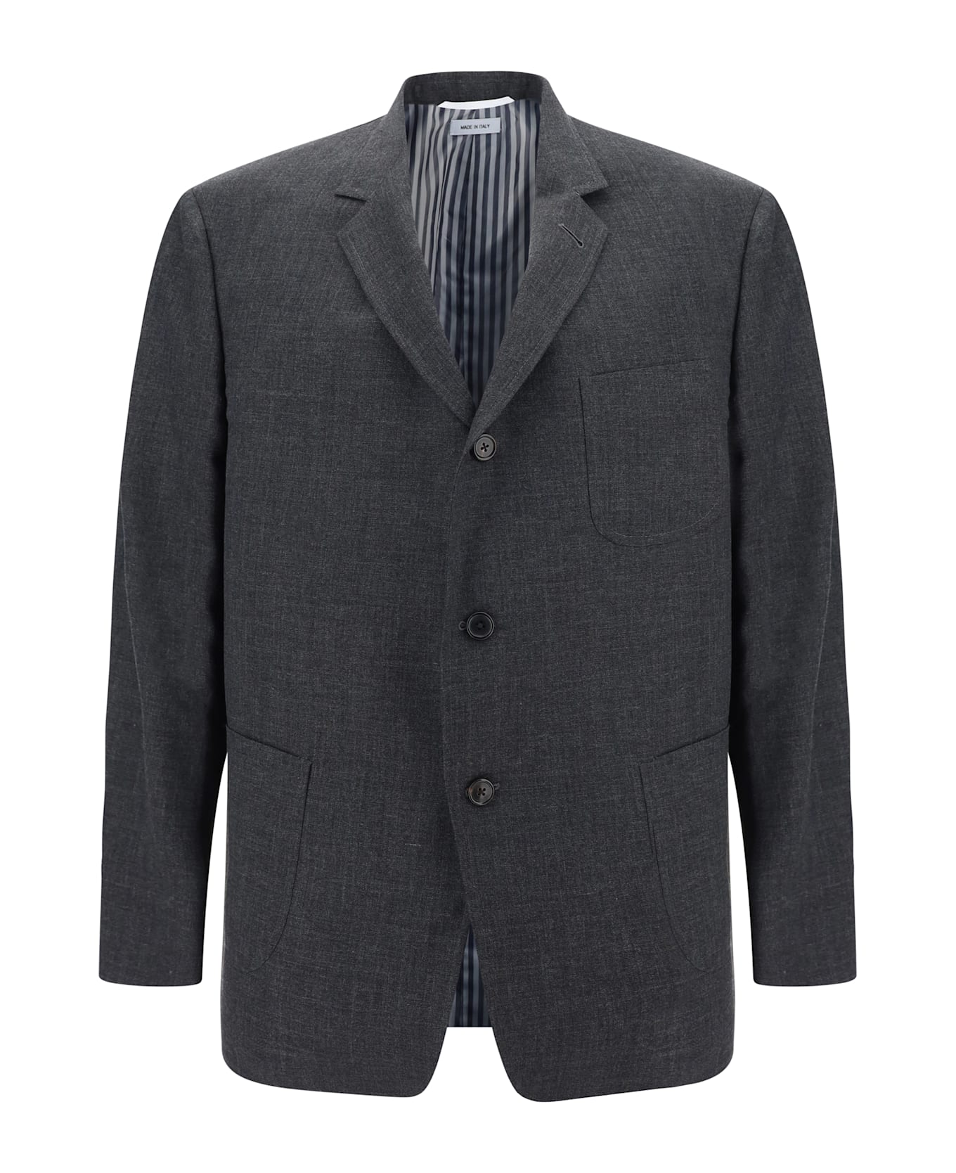 THOM BROWNE ジャケット グレー系 Made In Italy Thom Browne - Engineered stripe wool varsity jacket Thom Browne