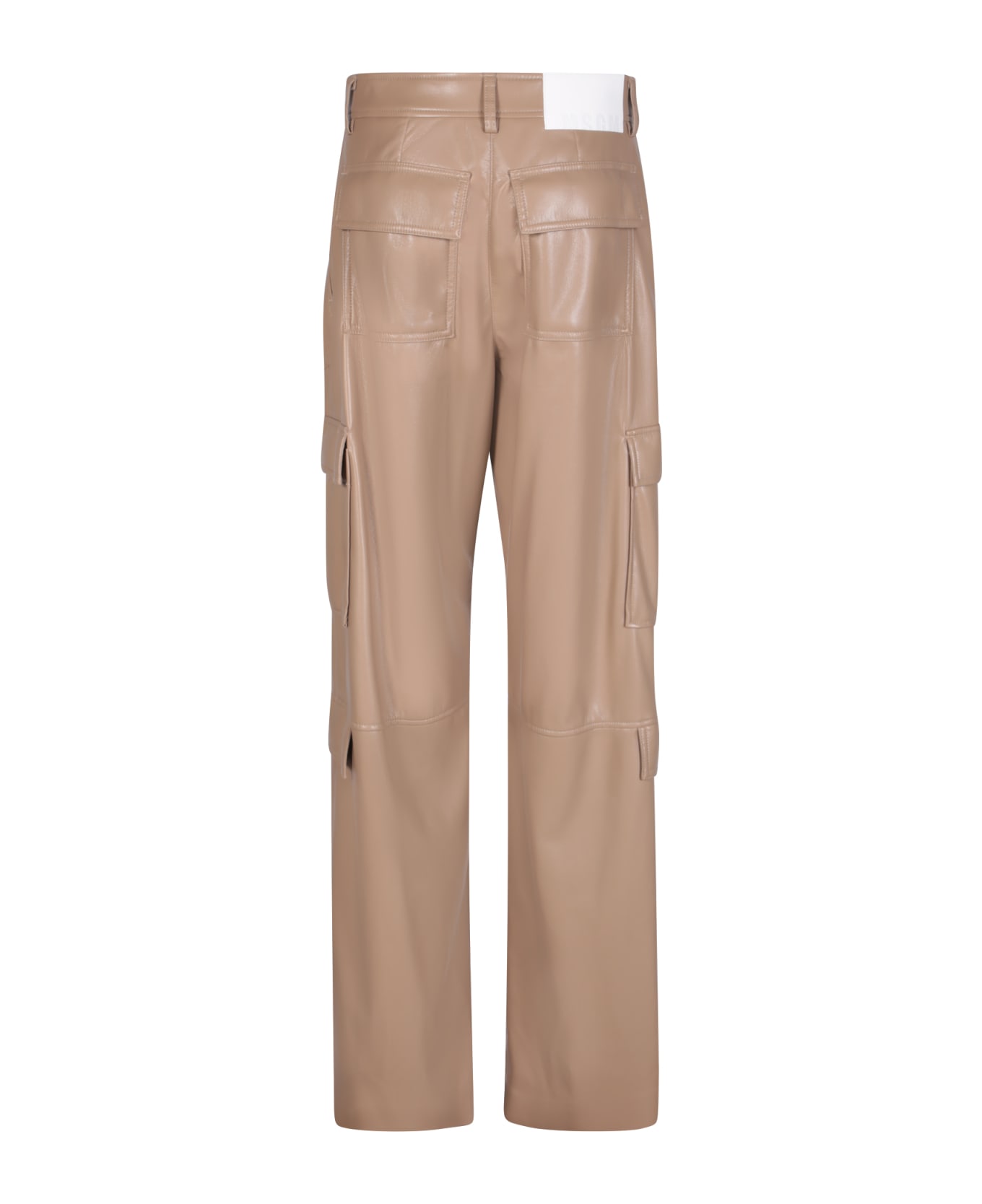 MSGM Soft Eco Leather Beige Cargo Trousers - Beige