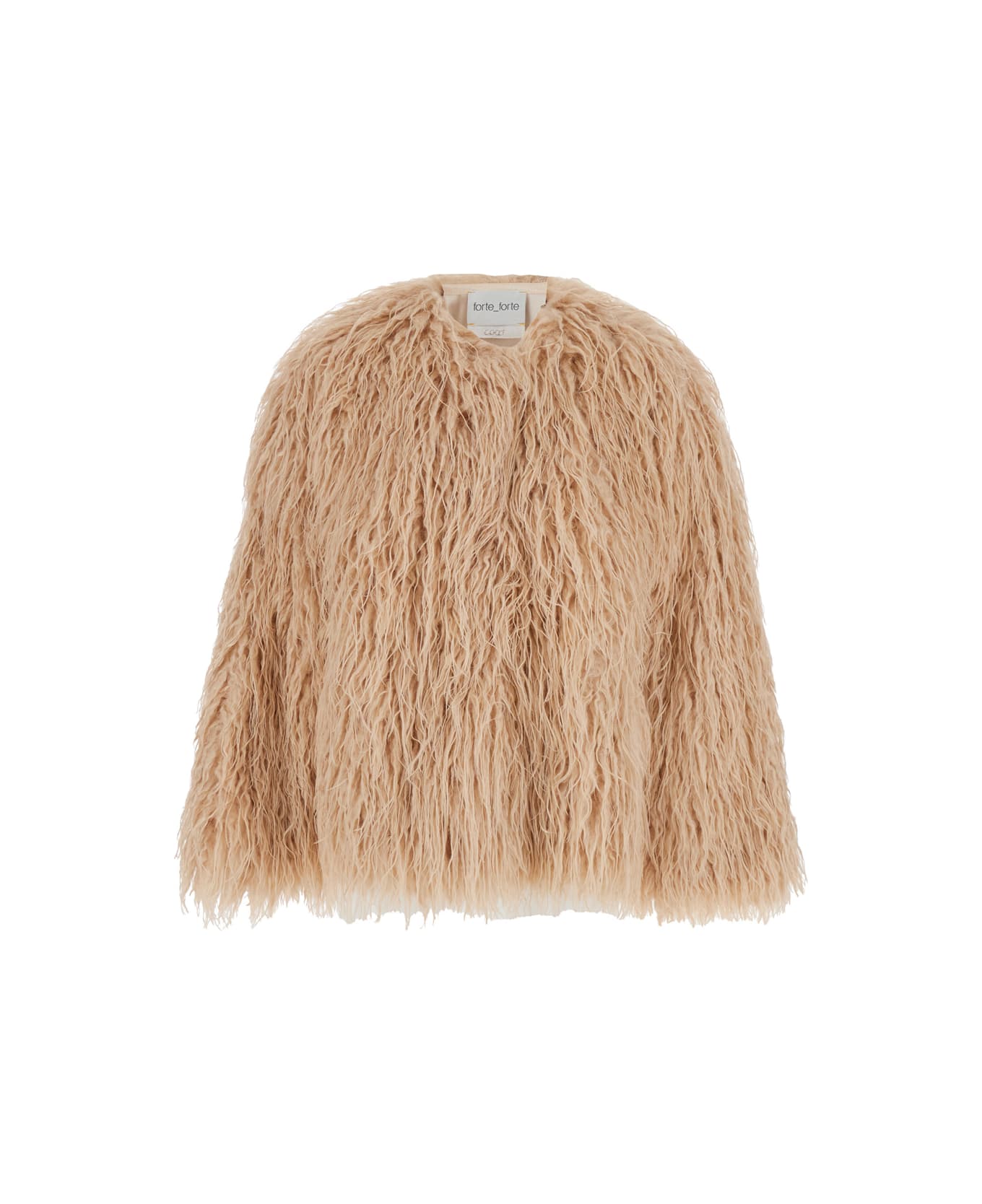 Forte_Forte Pink Jacket With Hidden Fastening And Internal Lining In Faux Fur Woman - Pink