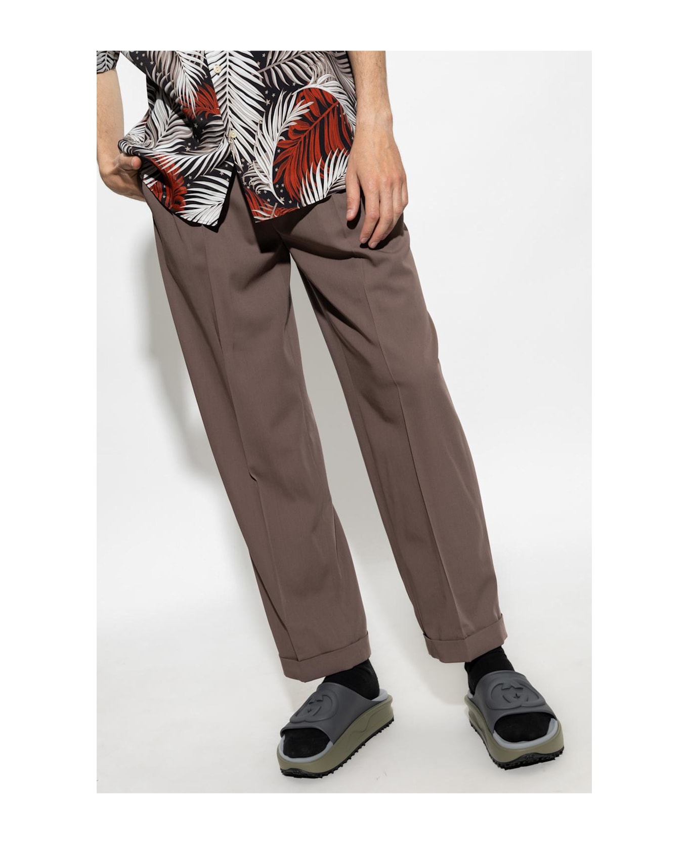 Gucci Wool Pleat-front Trousers - BROWN