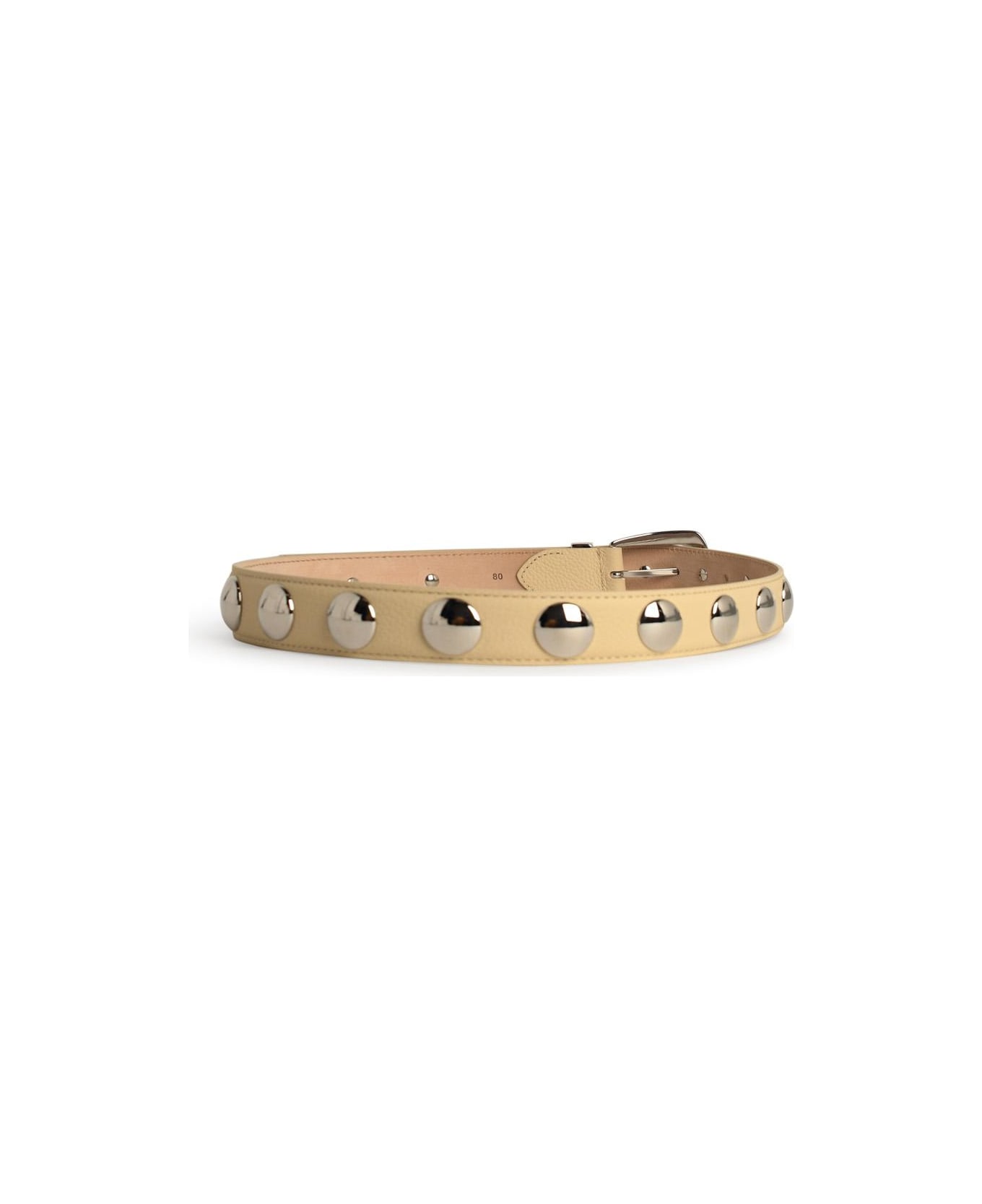 Khaite 
benny Studs
 Ivory Leather Belt - Ivory