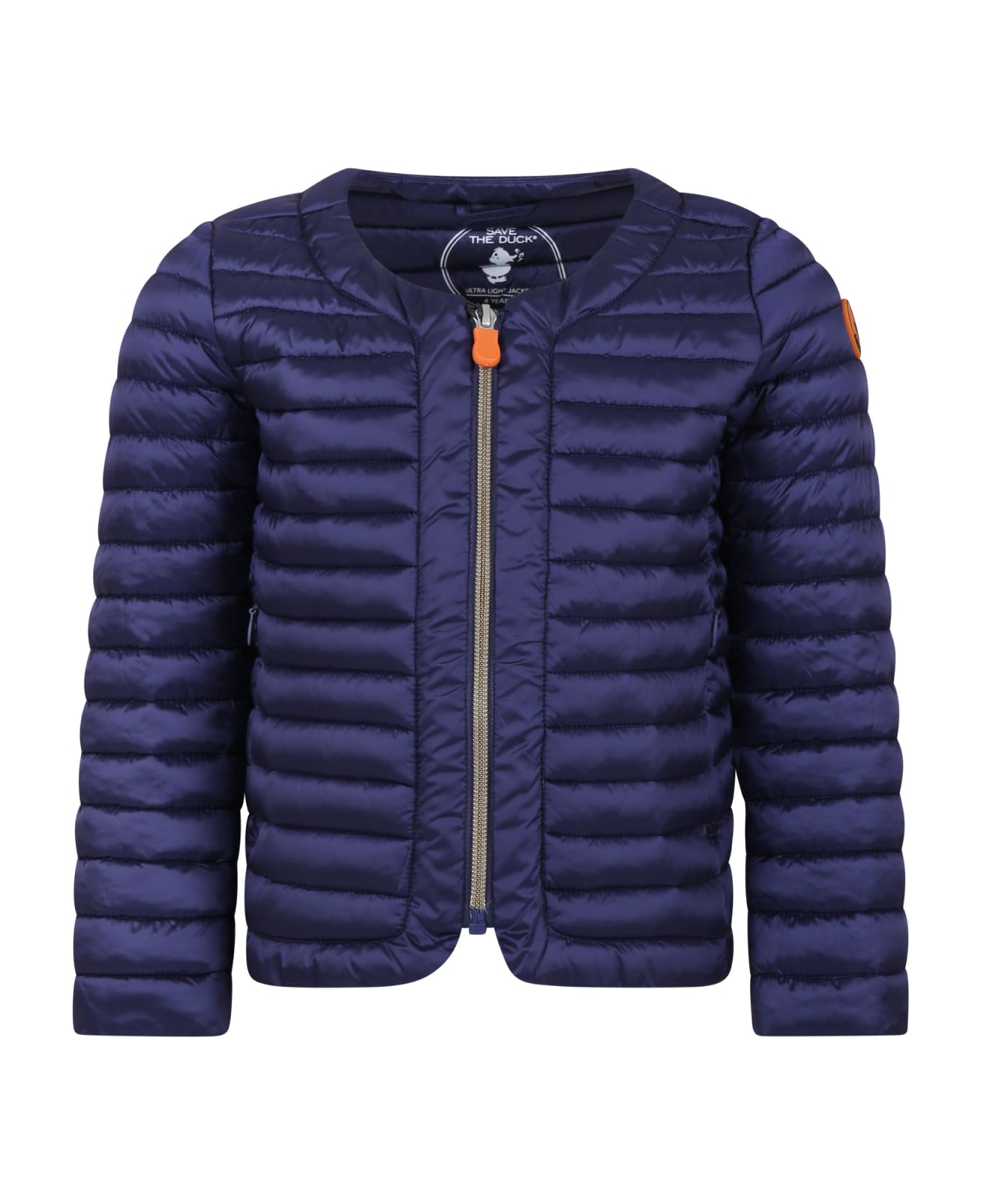 Save the Duck Blue Vela Down Jacket For Girl With Iconic Logo - Blue
