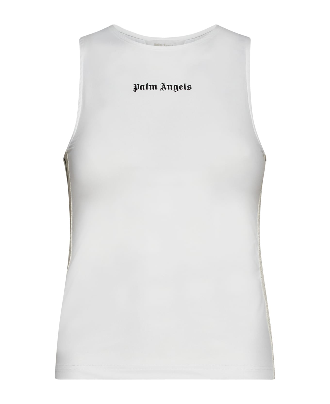 Palm Angels Tank Top With Logo And Side Bands - Off white black タンクトップ