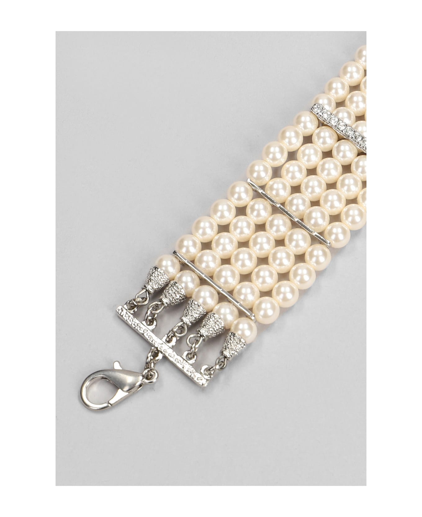 Alessandra Rich Pearl Embellished Necklace - Pearl-silver