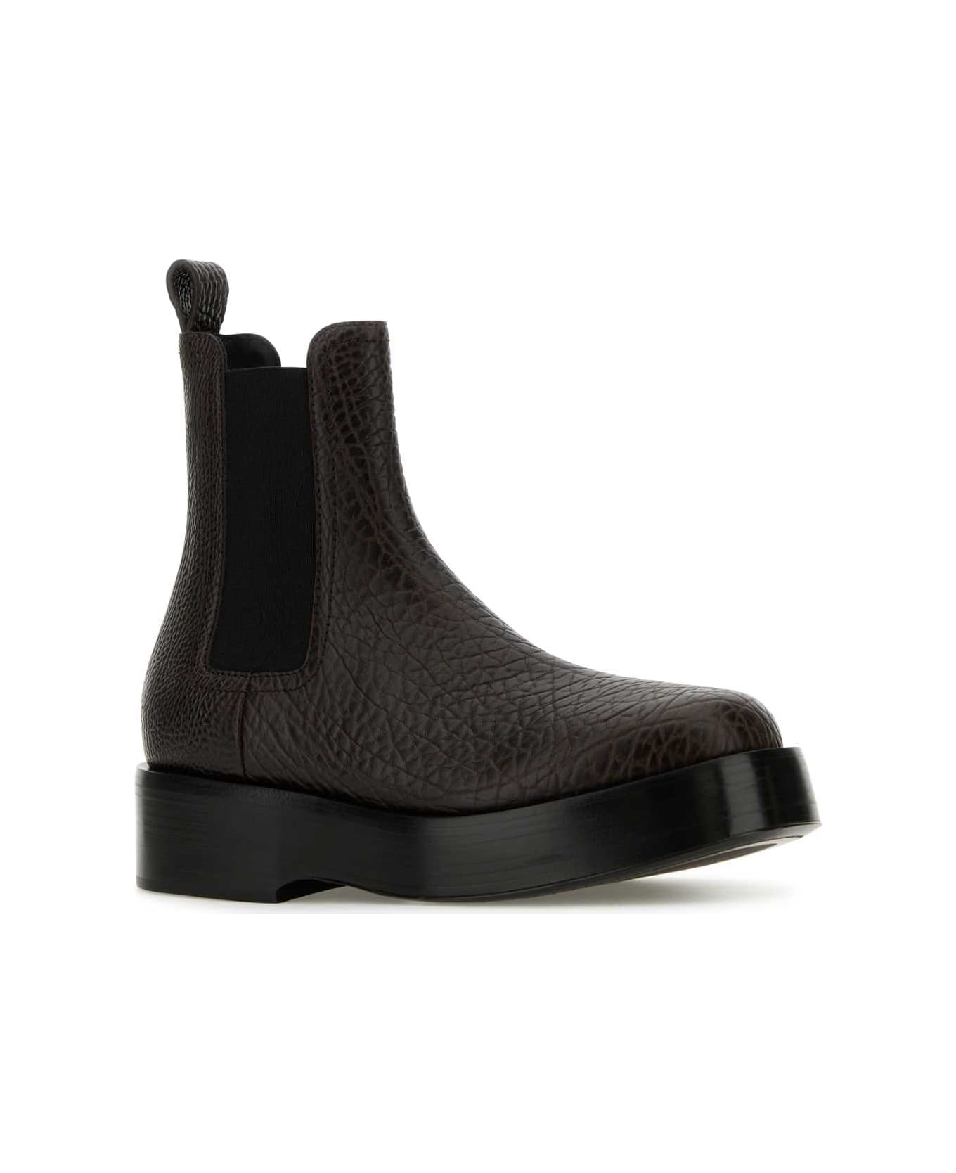 Bottega Veneta Dark Brown Leather Torino Ankle Boots - FONDANT