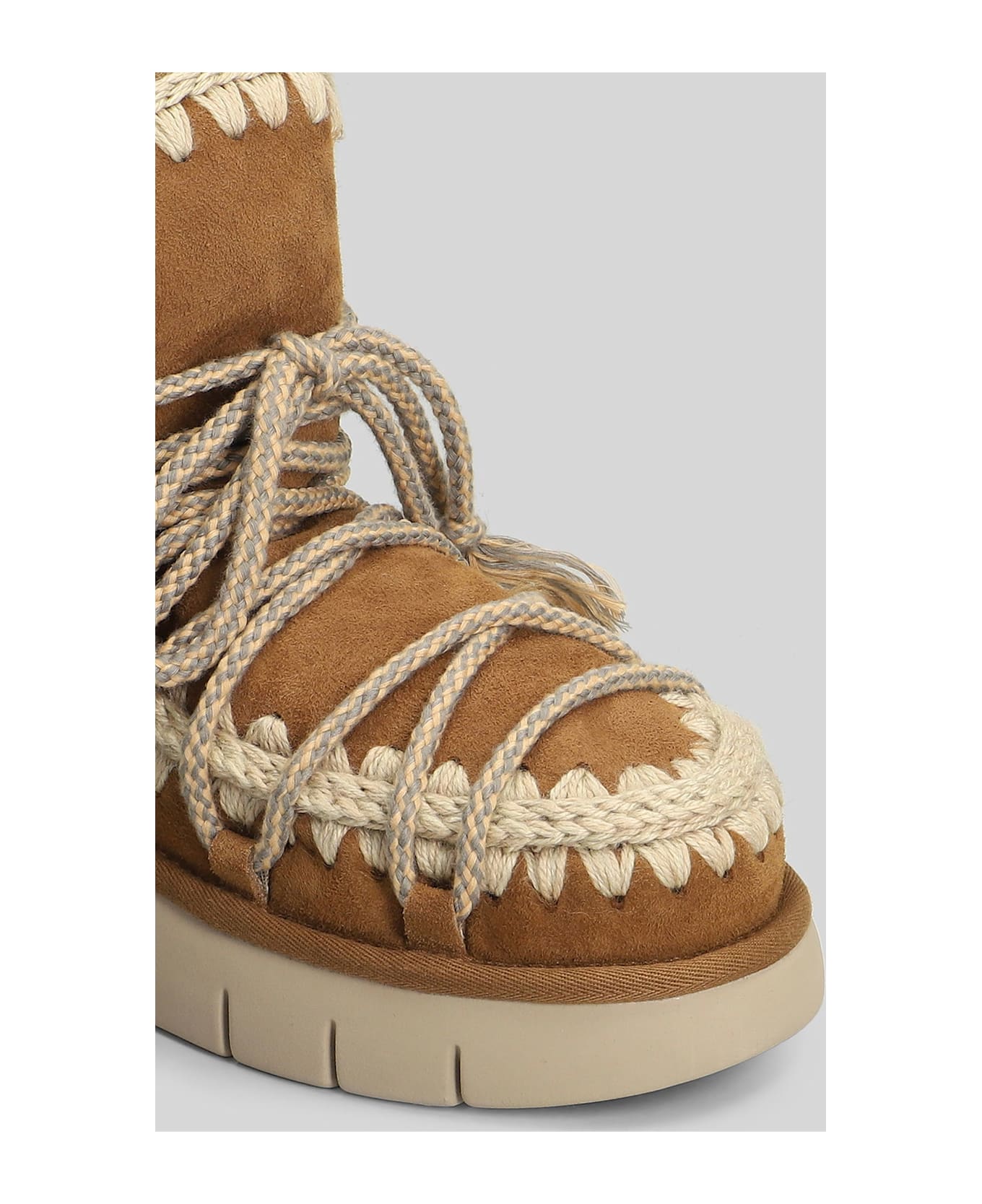 Mou Bounce Boot Scoubied High Heels Ankle Boots In Brown Suede - brown