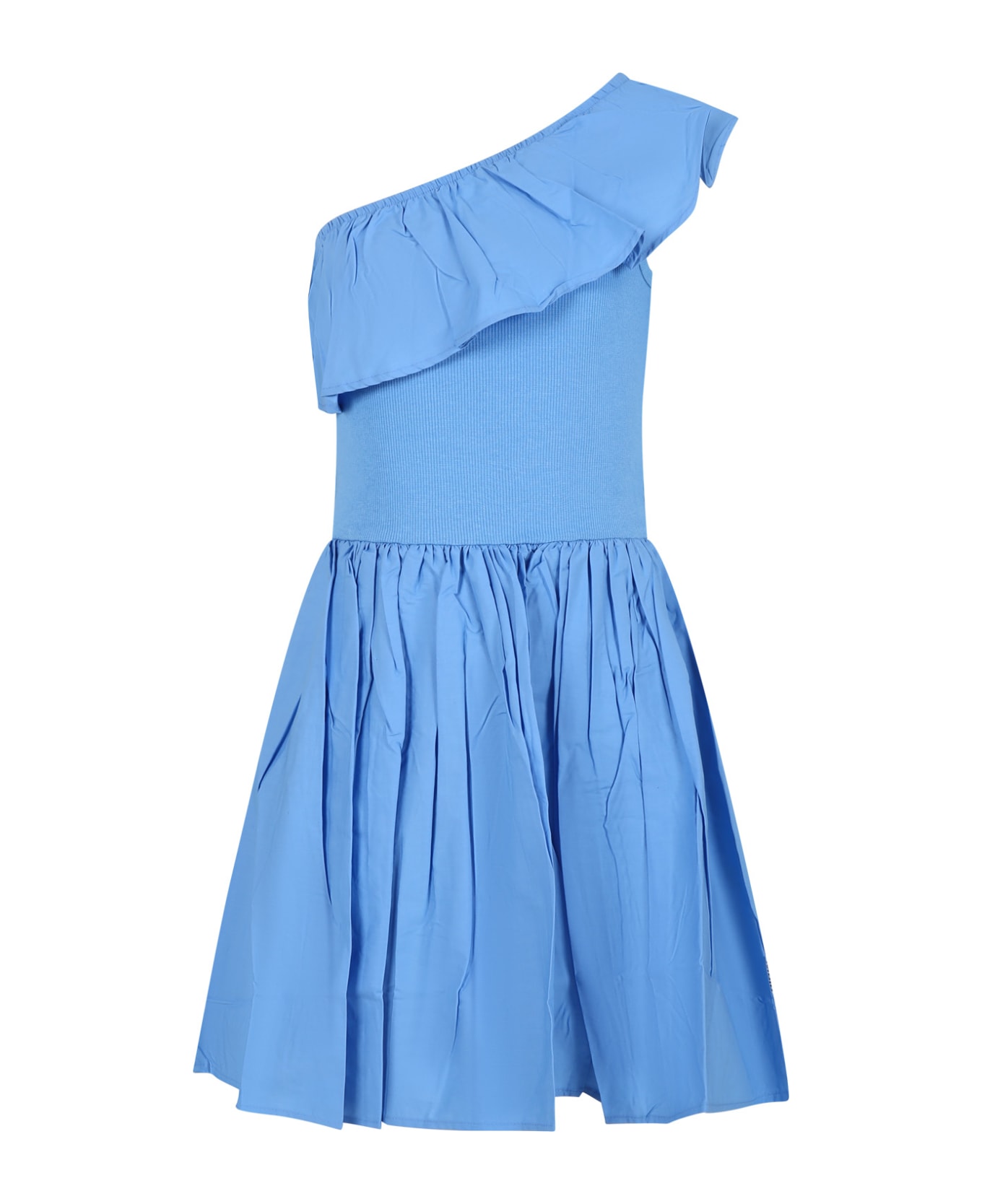 Molo Casual Light Blue Dress For Girl - Light Blue