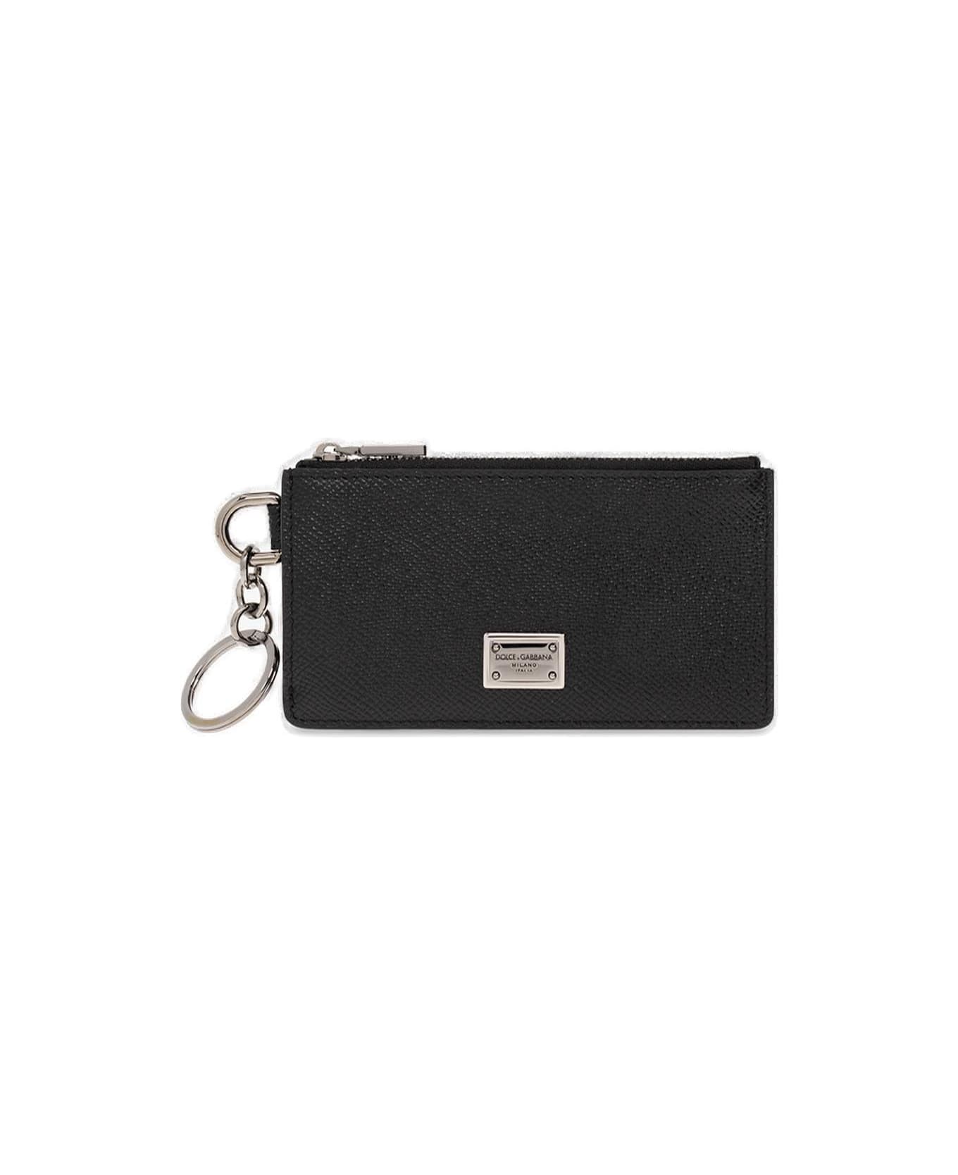Dolce & Gabbana Logo Plaque Zipped Wallet - Nero