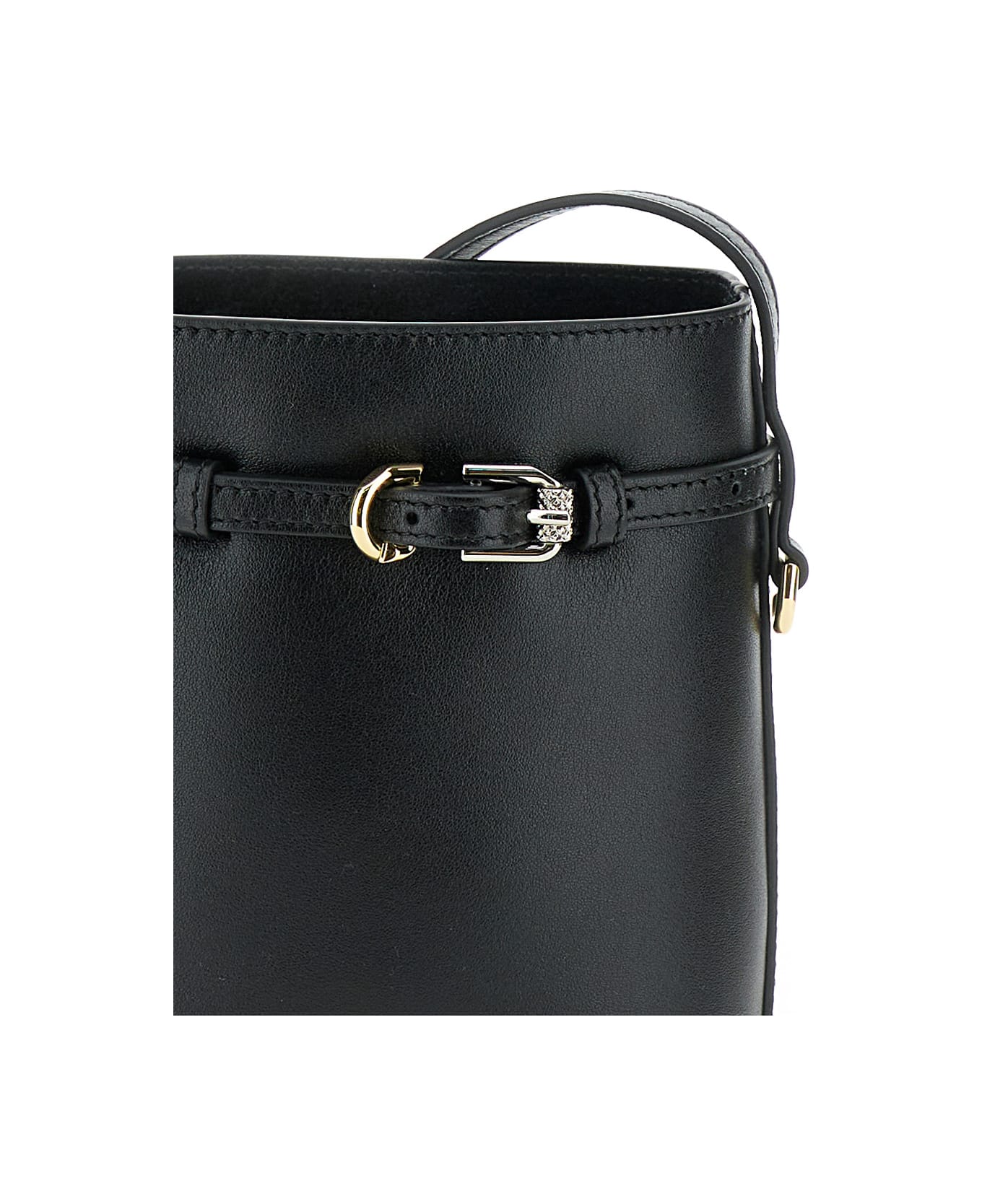 Givenchy 
voyou
 Black Crossbody Bag With Laminated Logo And Buckle In Leather Woman - Black