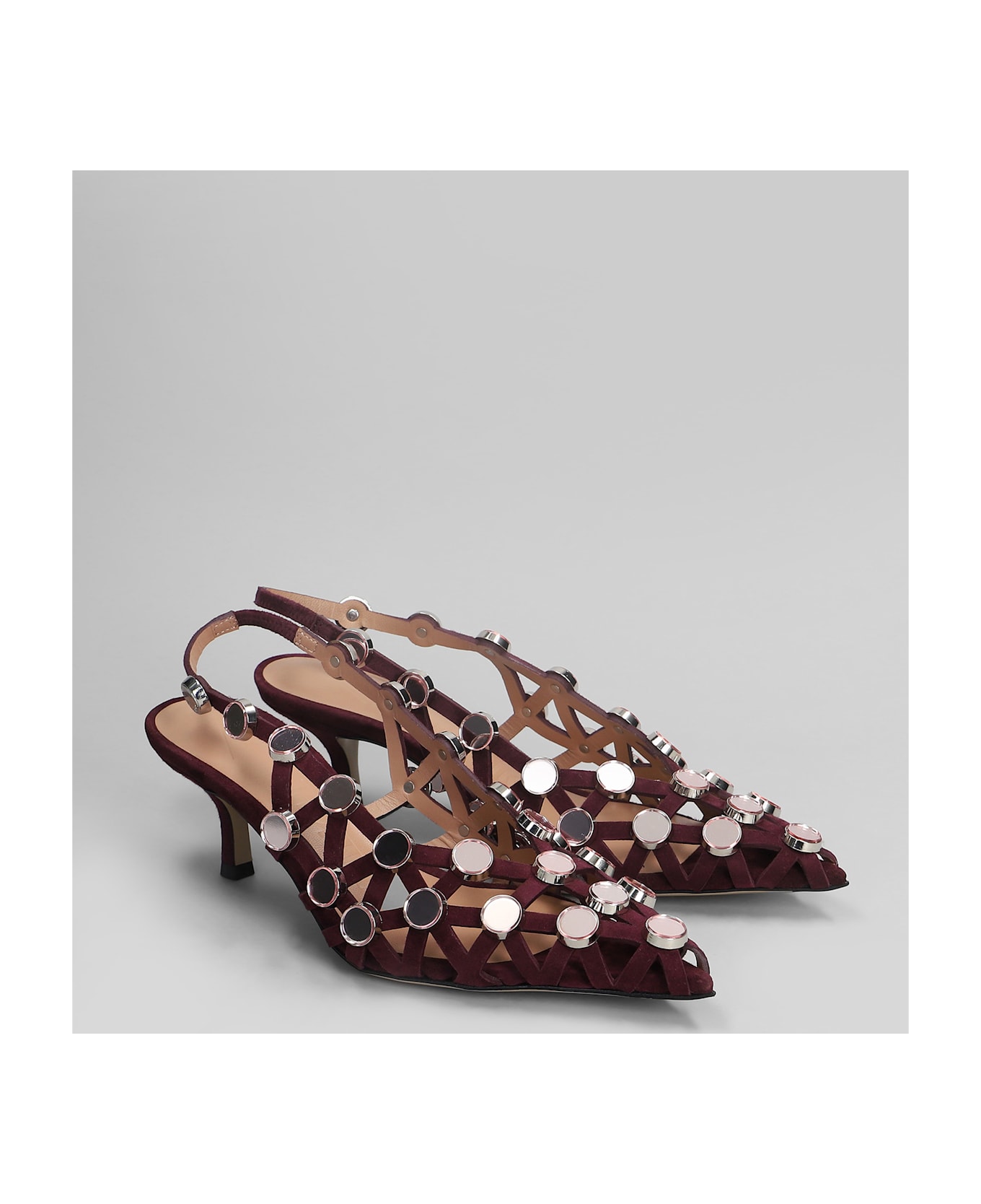 The Attico Grid Pumps In Bordeaux Suede - bordeaux
