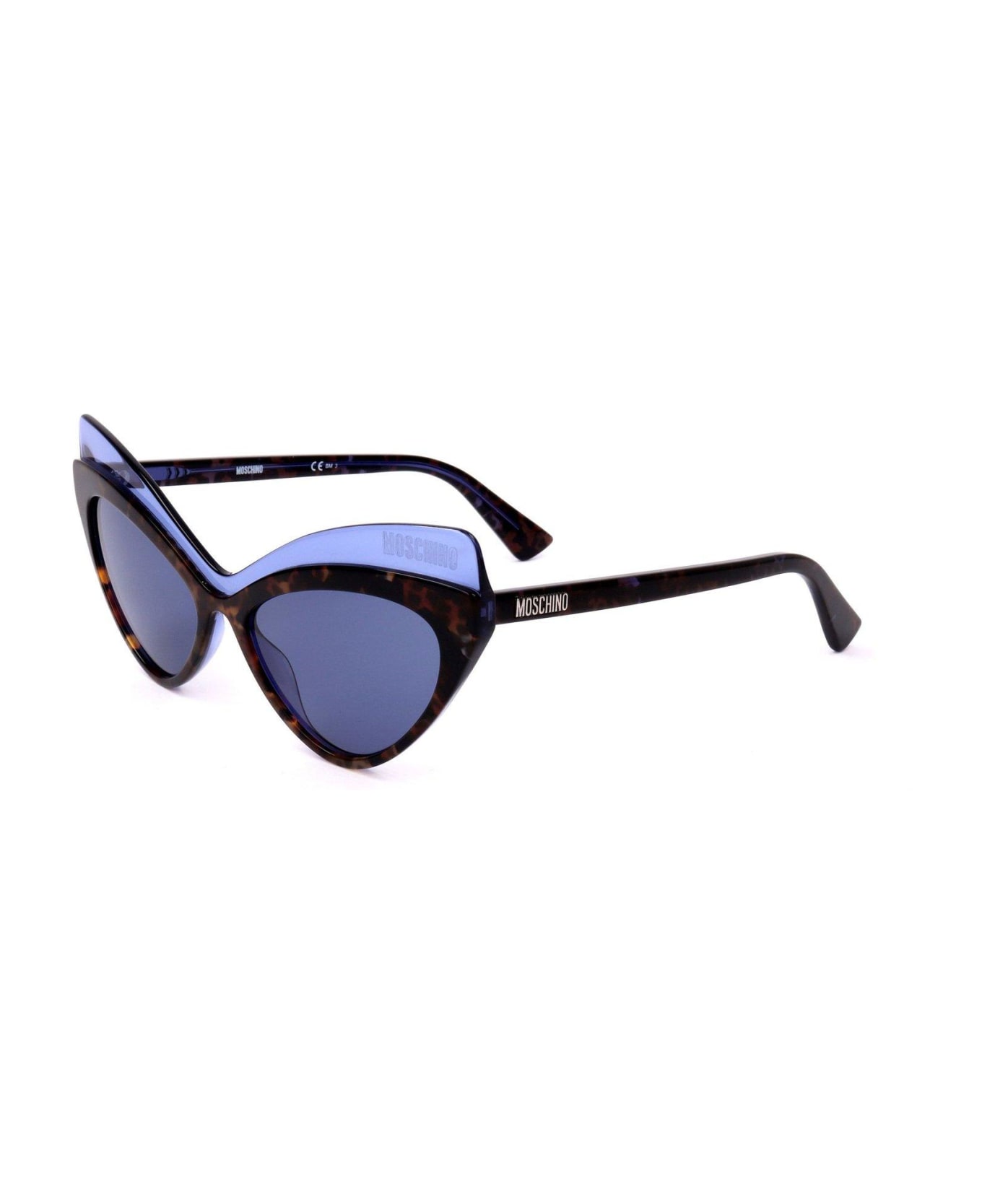 Moschino Double Cat-eye Frame Tinted Sunglasses - IPR/KU HAVANA BLUE