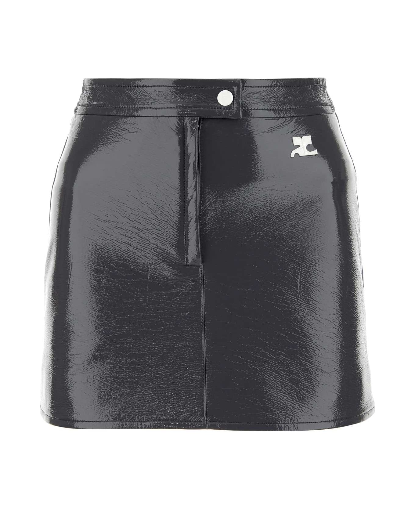 Courrèges Black Vinyl Mini Skirt - STEELGREY
