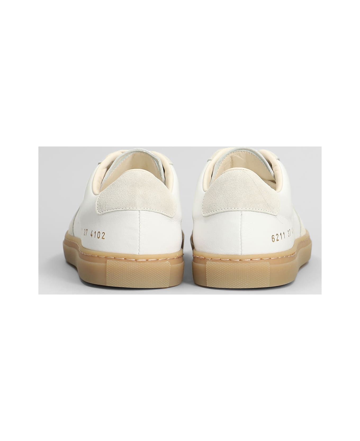 Common Projects Bball Slim Sneakers In White Suede And Leather - white