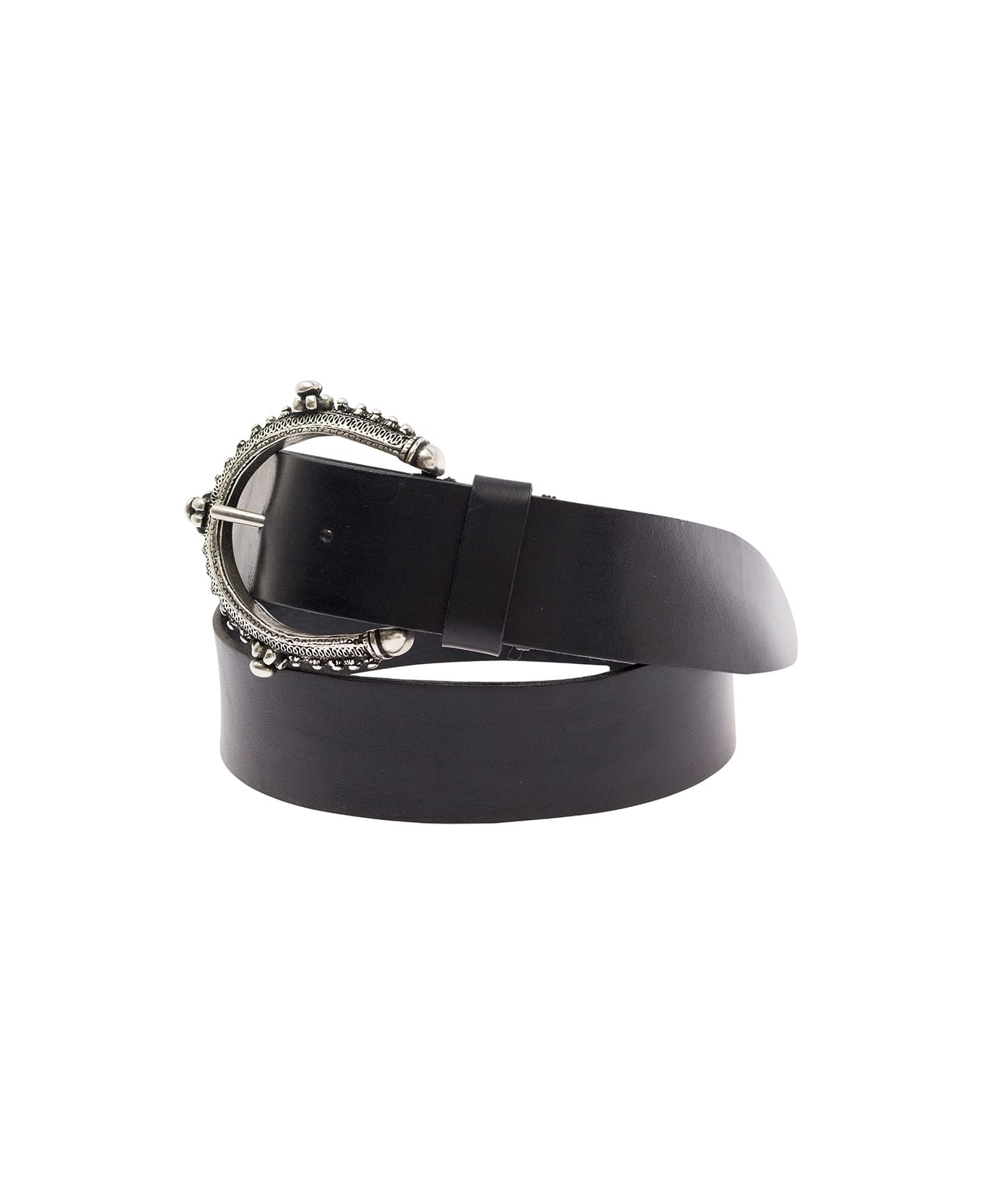 Parosh Black Belt With Circle Buckle In Leather Woman - Black