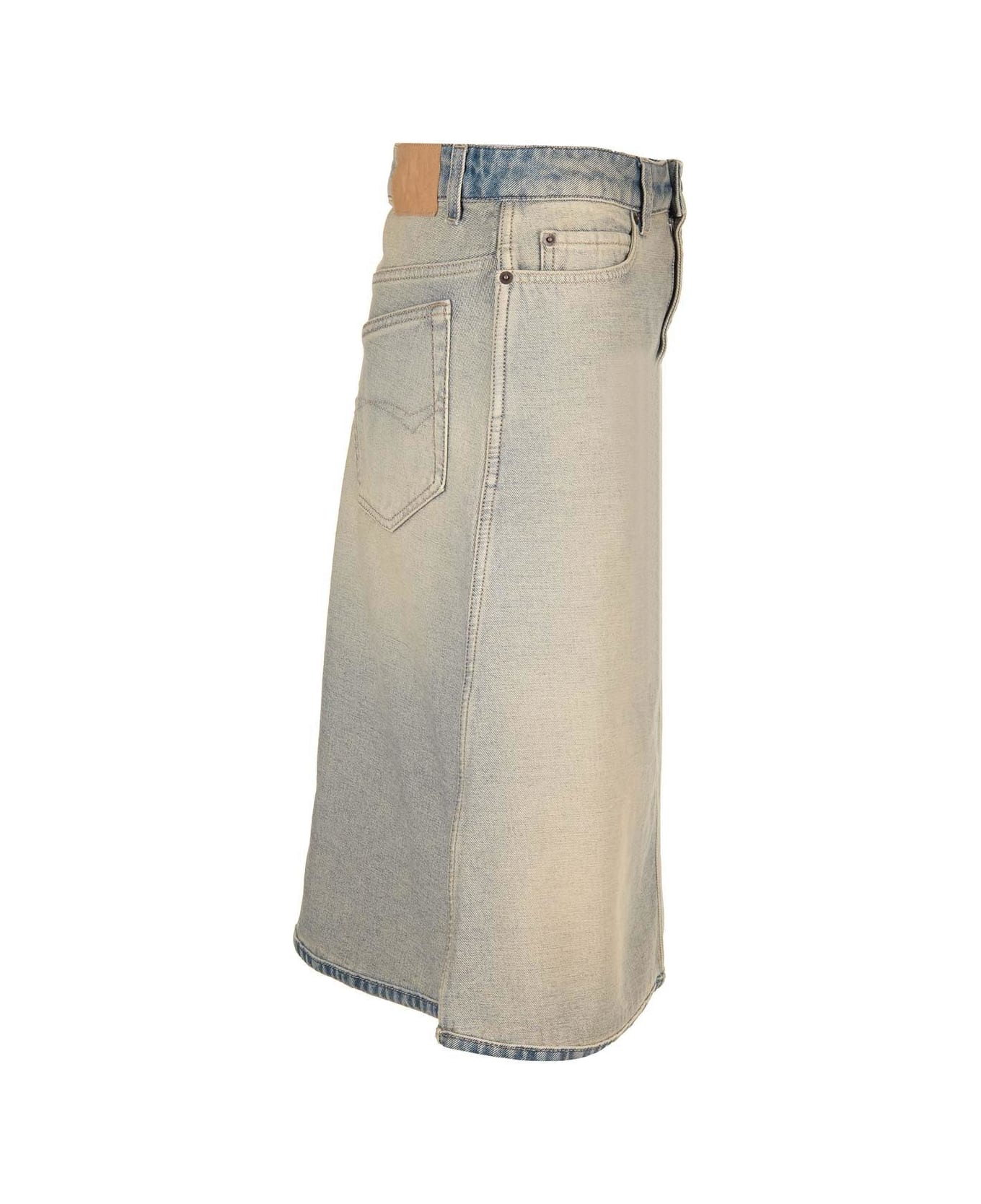 Balenciaga Vintage Effect Denim Midi Skirt - Denim