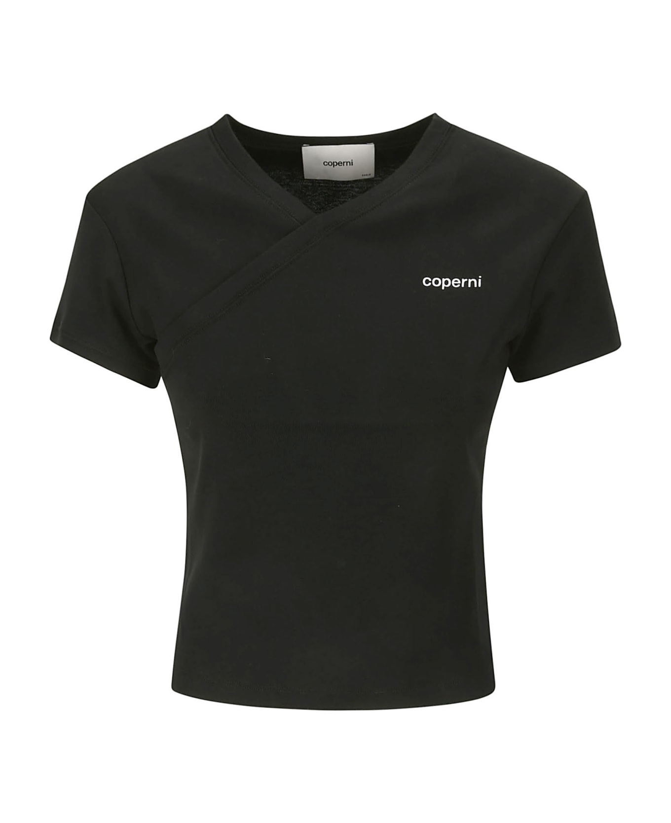 Coperni V Neck Line T-shirt - BLACK