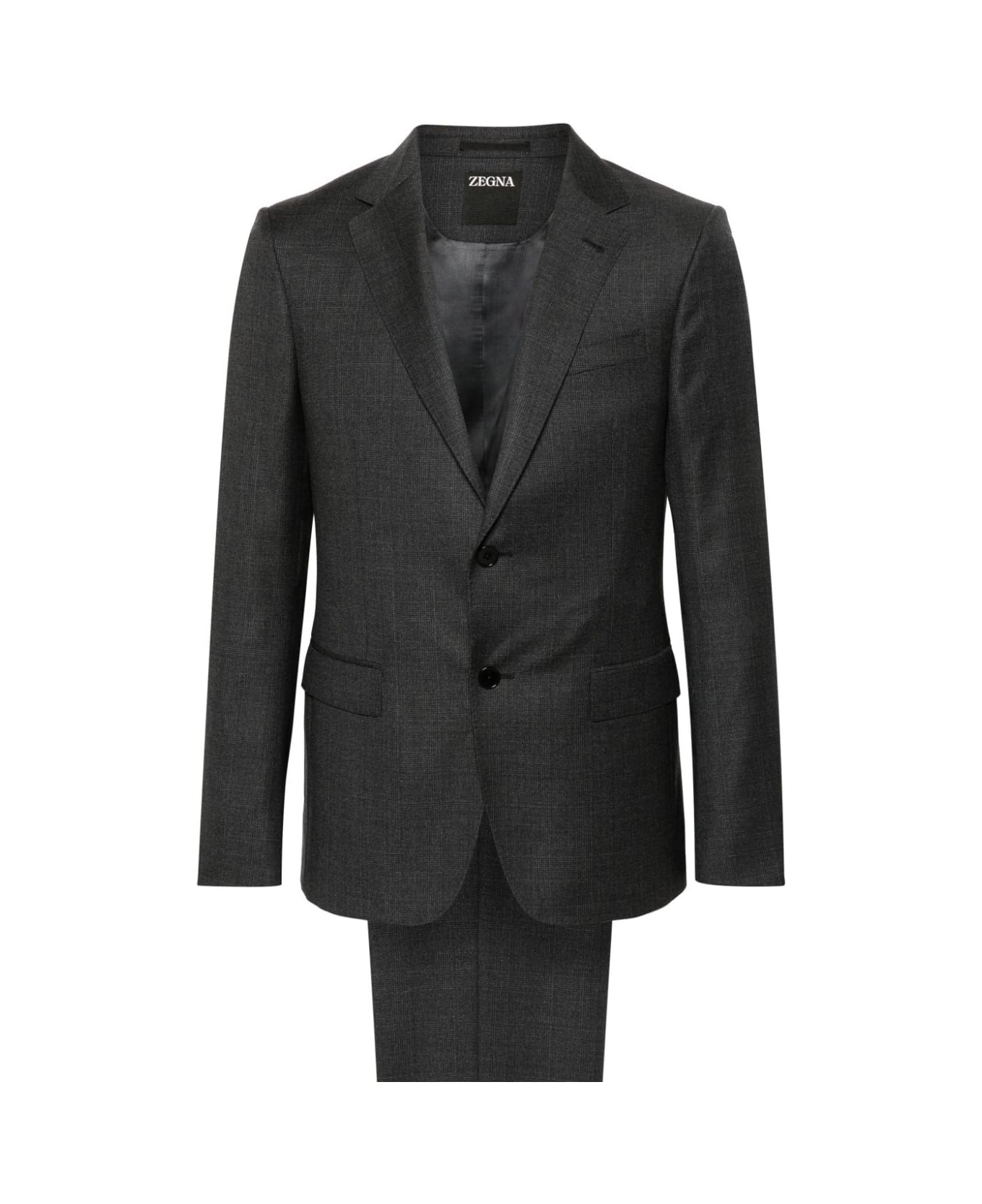 Zegna Pure Wool Suit - Dark Grey Check